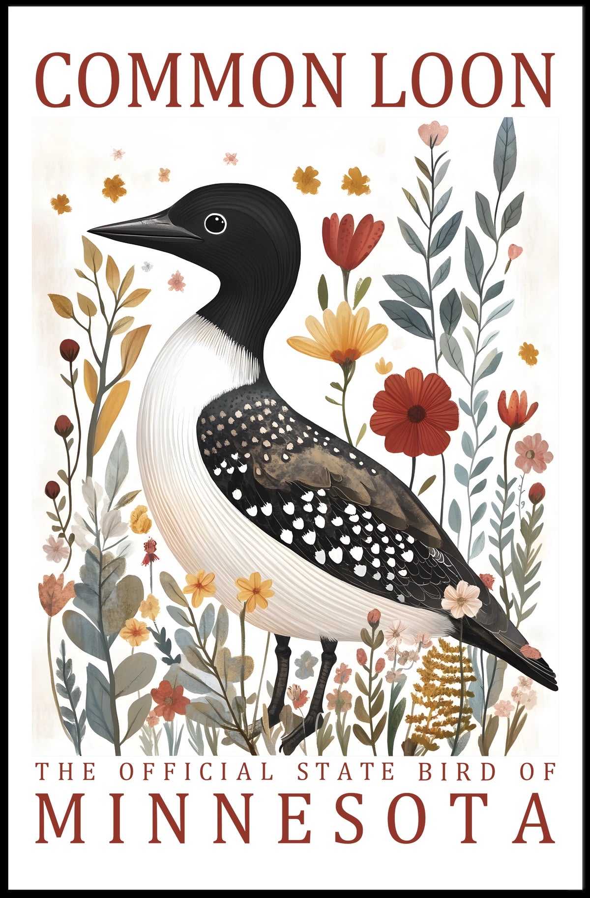 Common Loon Minnesota Nature Art Poster Print