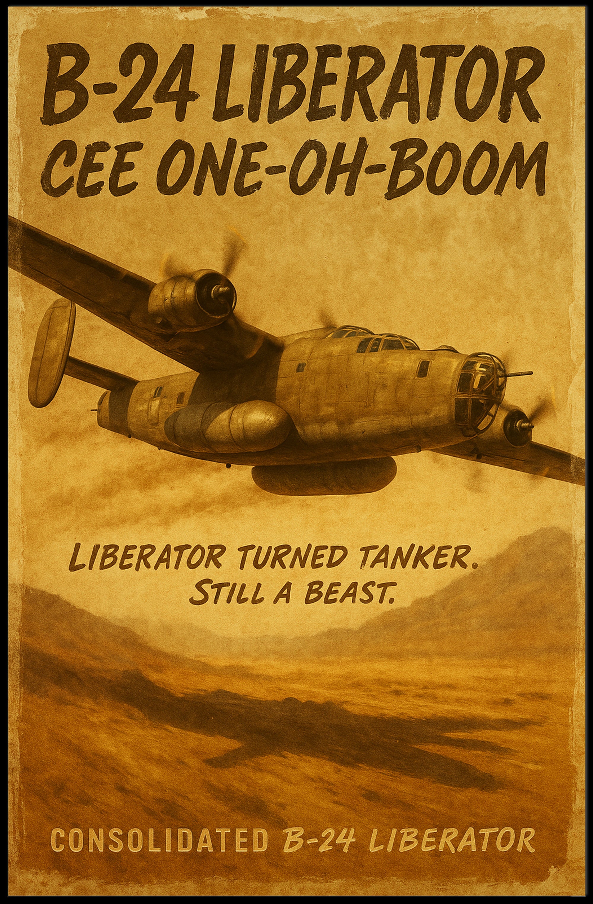 B-24 Liberator Soaring WWII Poster