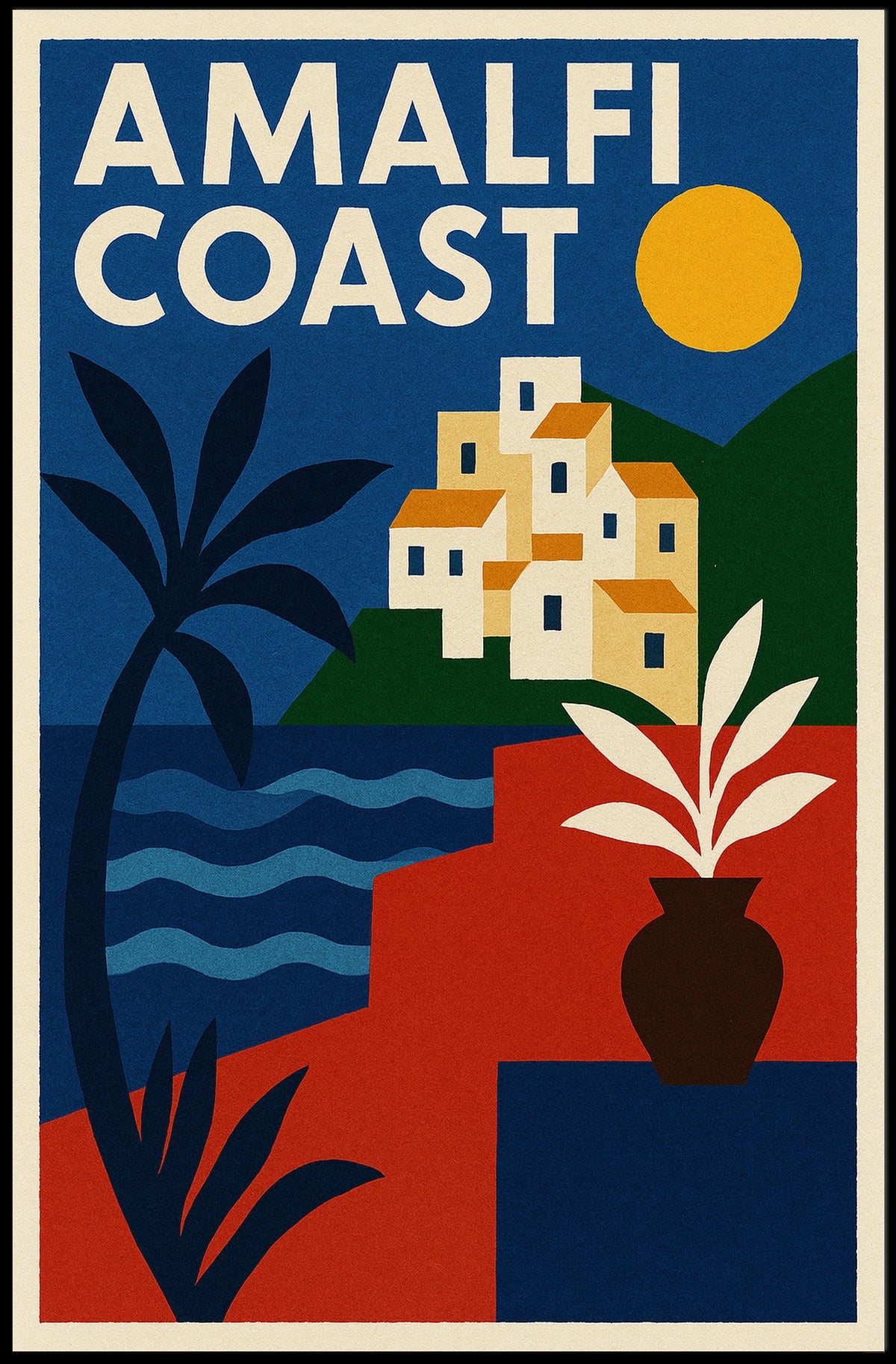 Amalfi Coast Scenic Retreat Poster Wall Art Coastal Decor