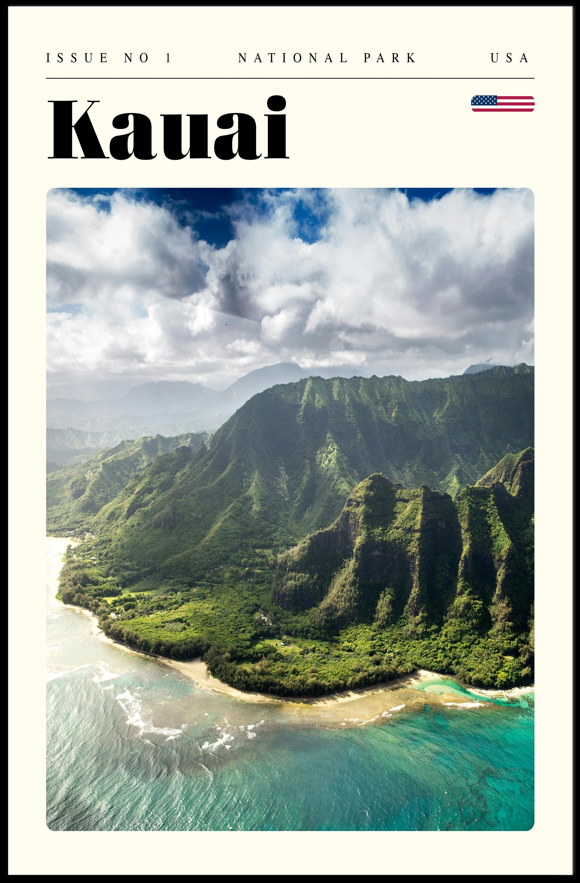 Kauai National Park Poster Vintage Travel Print