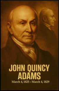 John Quincy Adams Poster Vintage Analog Film Aesthetic Presidential Portrait Wall Art Historical