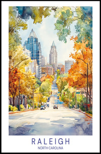 Raleigh Cityscape Poster PosterGoat