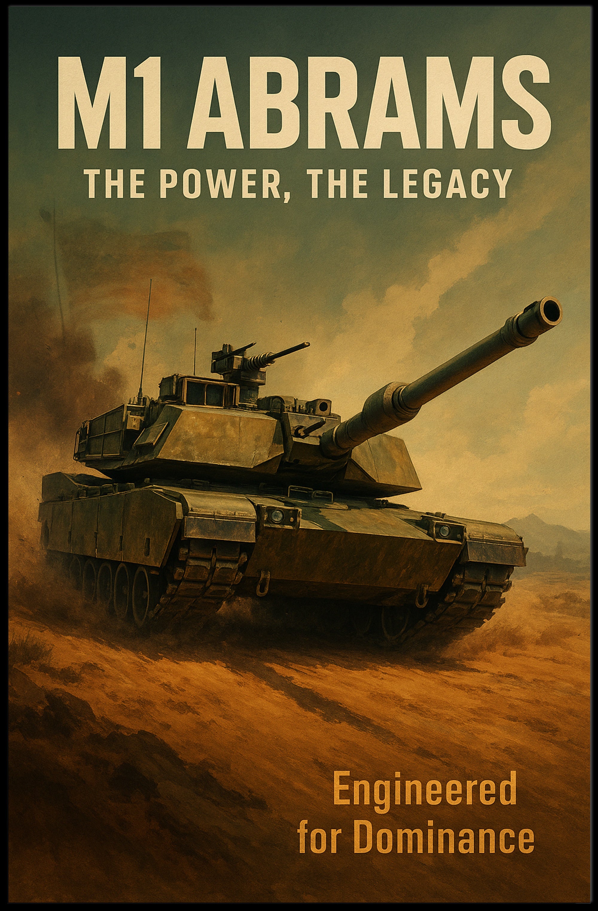 M1 Abrams Military Poster Vintage Tank Wall Art