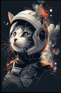 Cosmic Catventure Dreamy Surrealism Digital Painting Poster