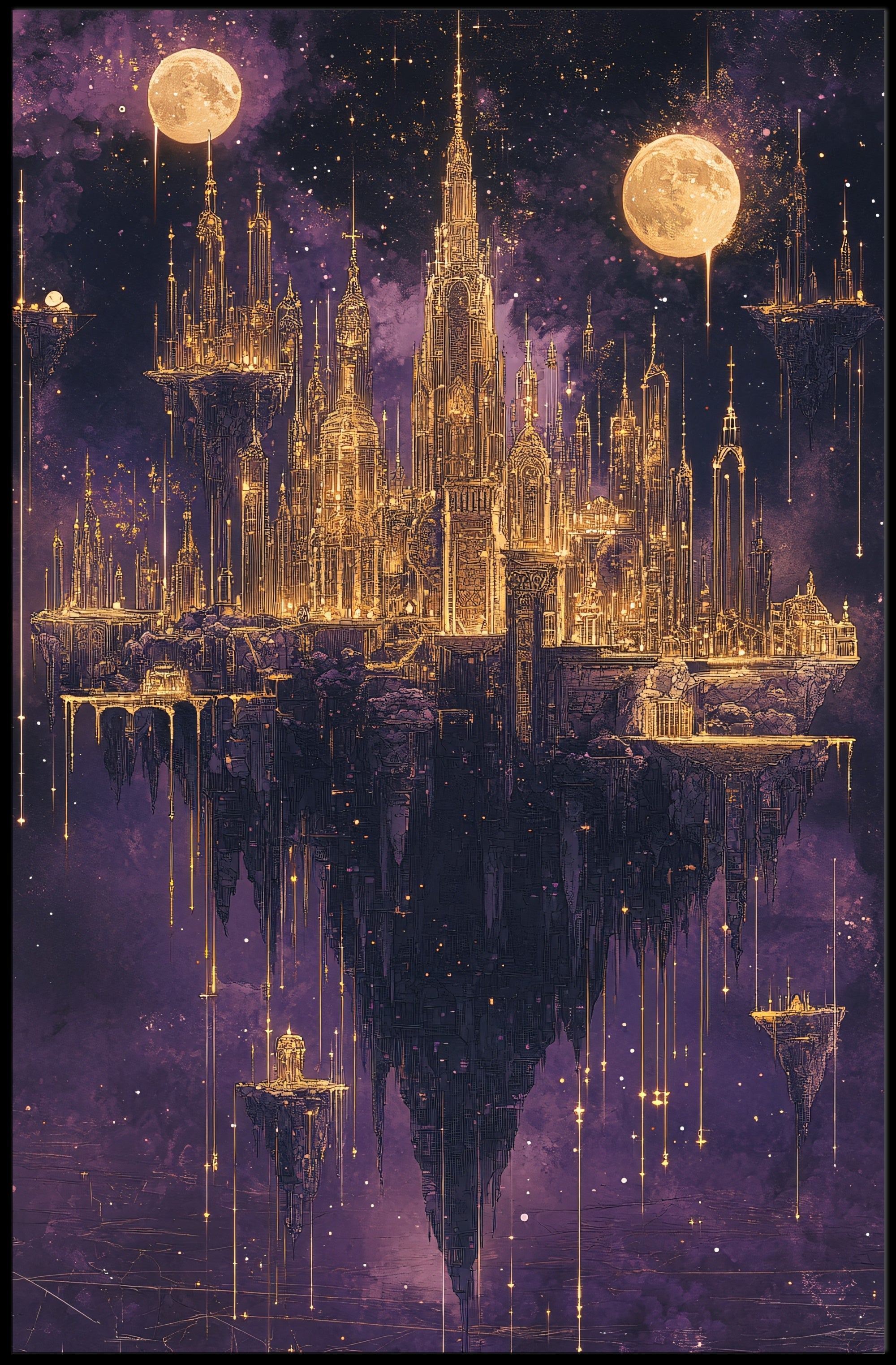 Mystical Floating Cityscape in a Fantasy or Mythology Poster