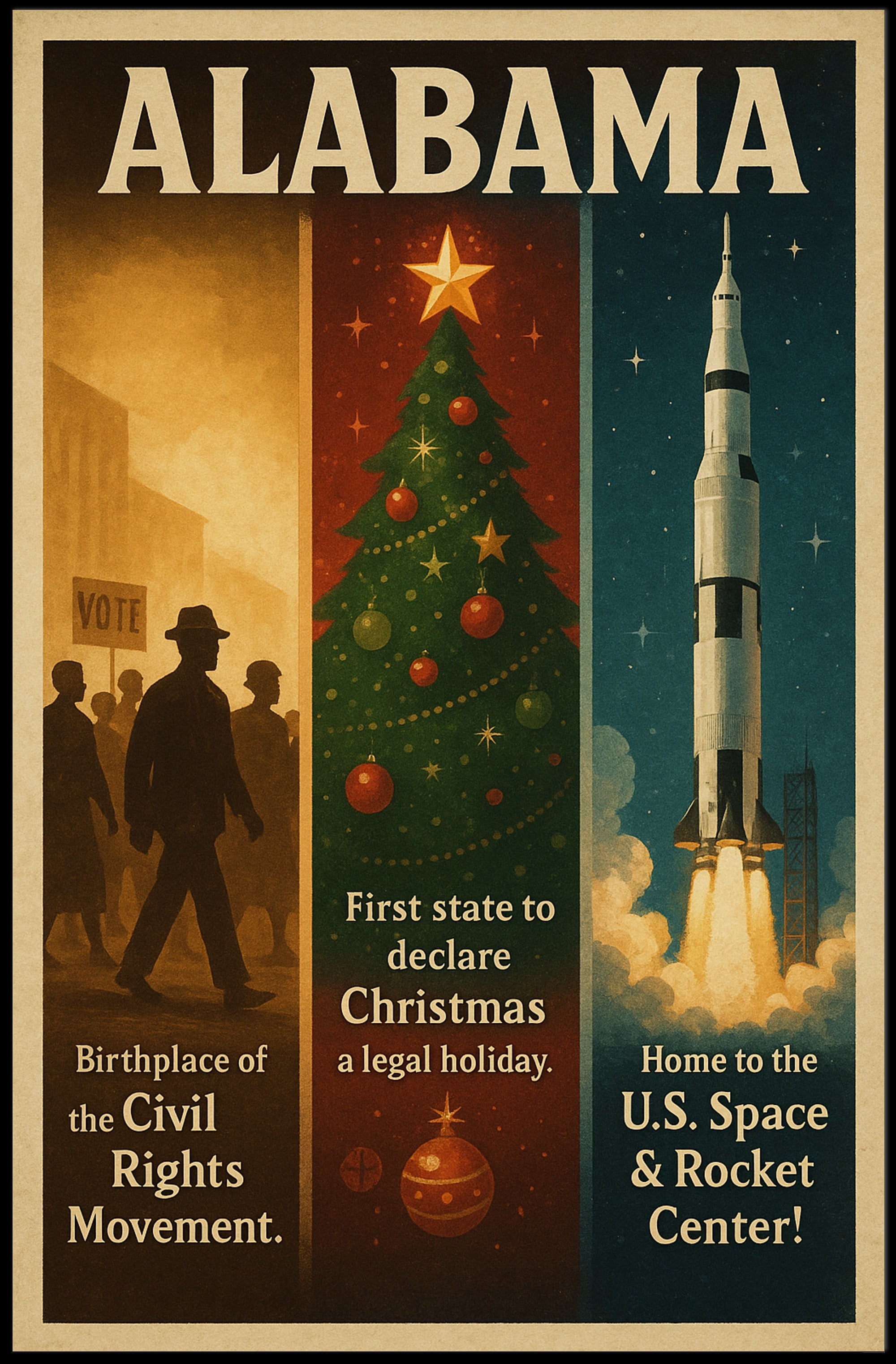 Alabama A State Of Historical Poster