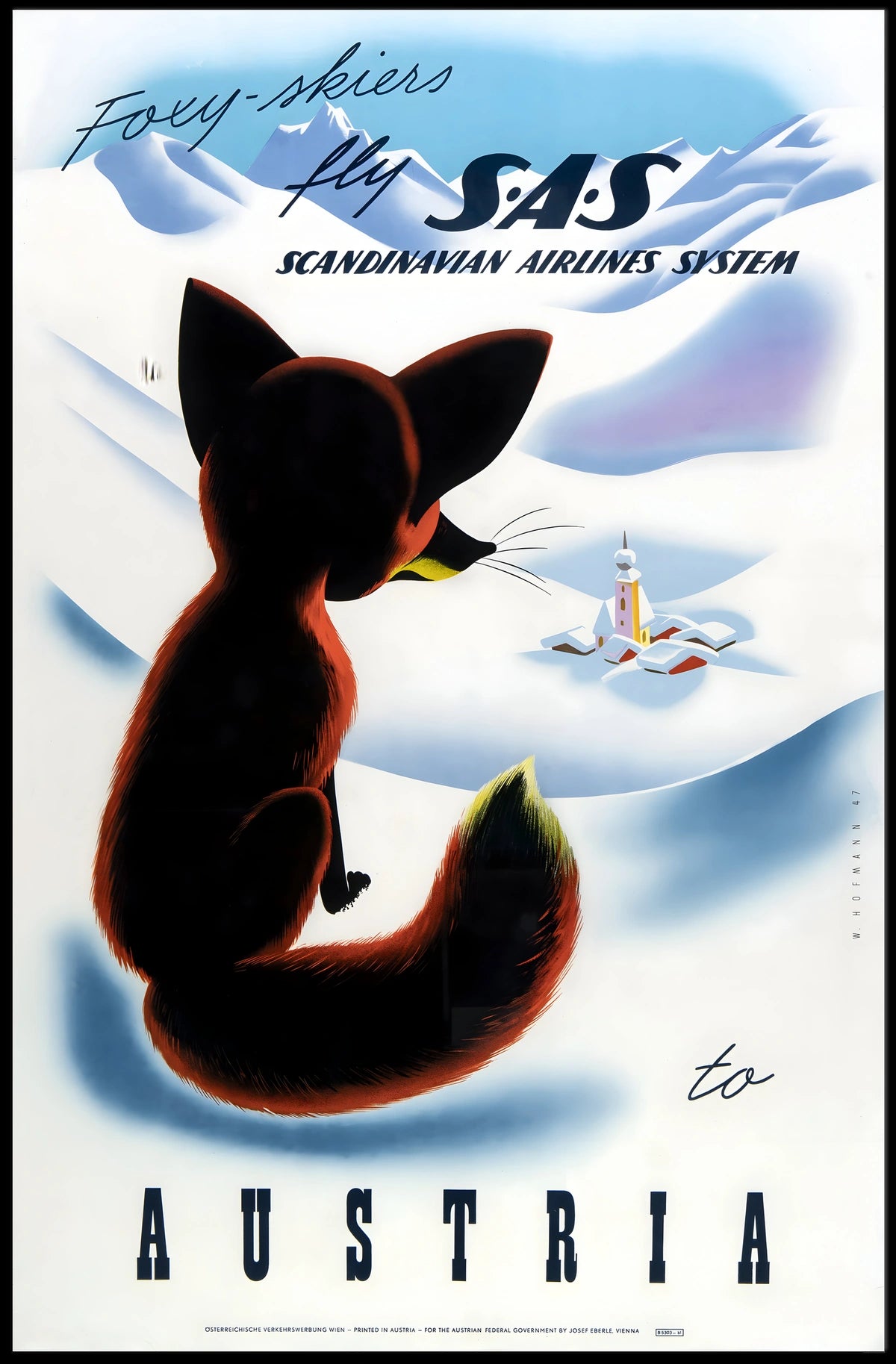 Foxy Skiers Fly Sas Poster