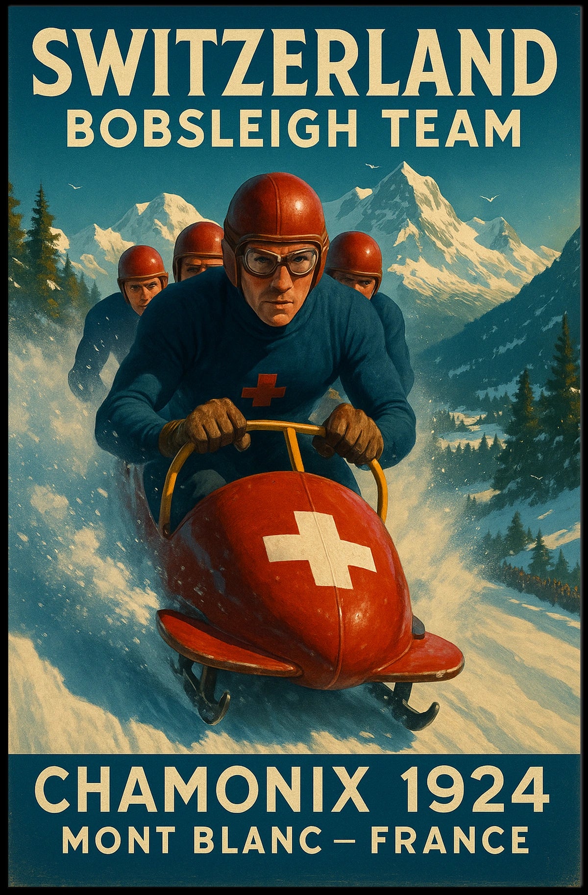 Switzerland Bobsleigh Team Chamonix Poster