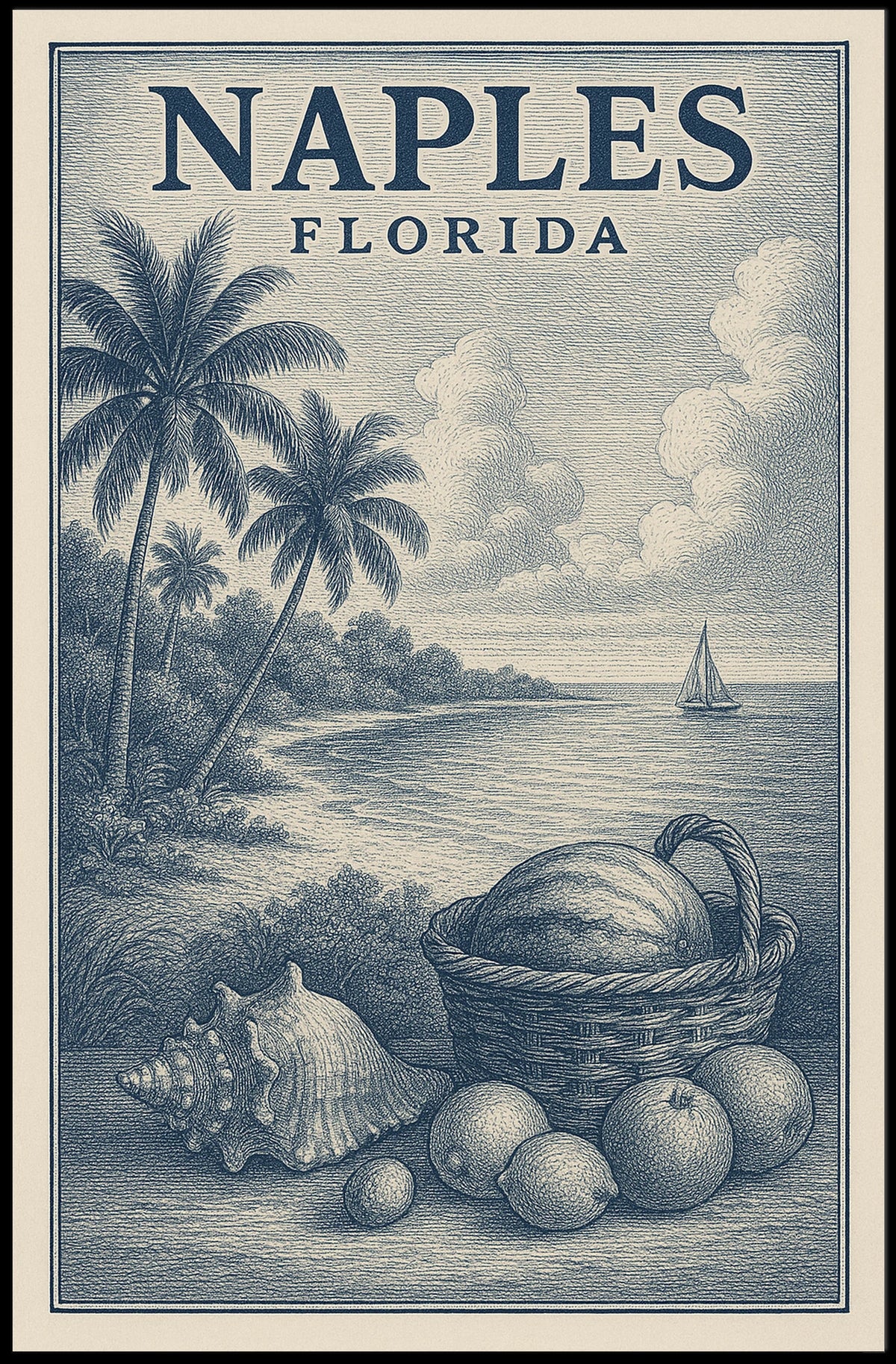 Naples Florida Poster Wall Art Coastal Scenery 18x24