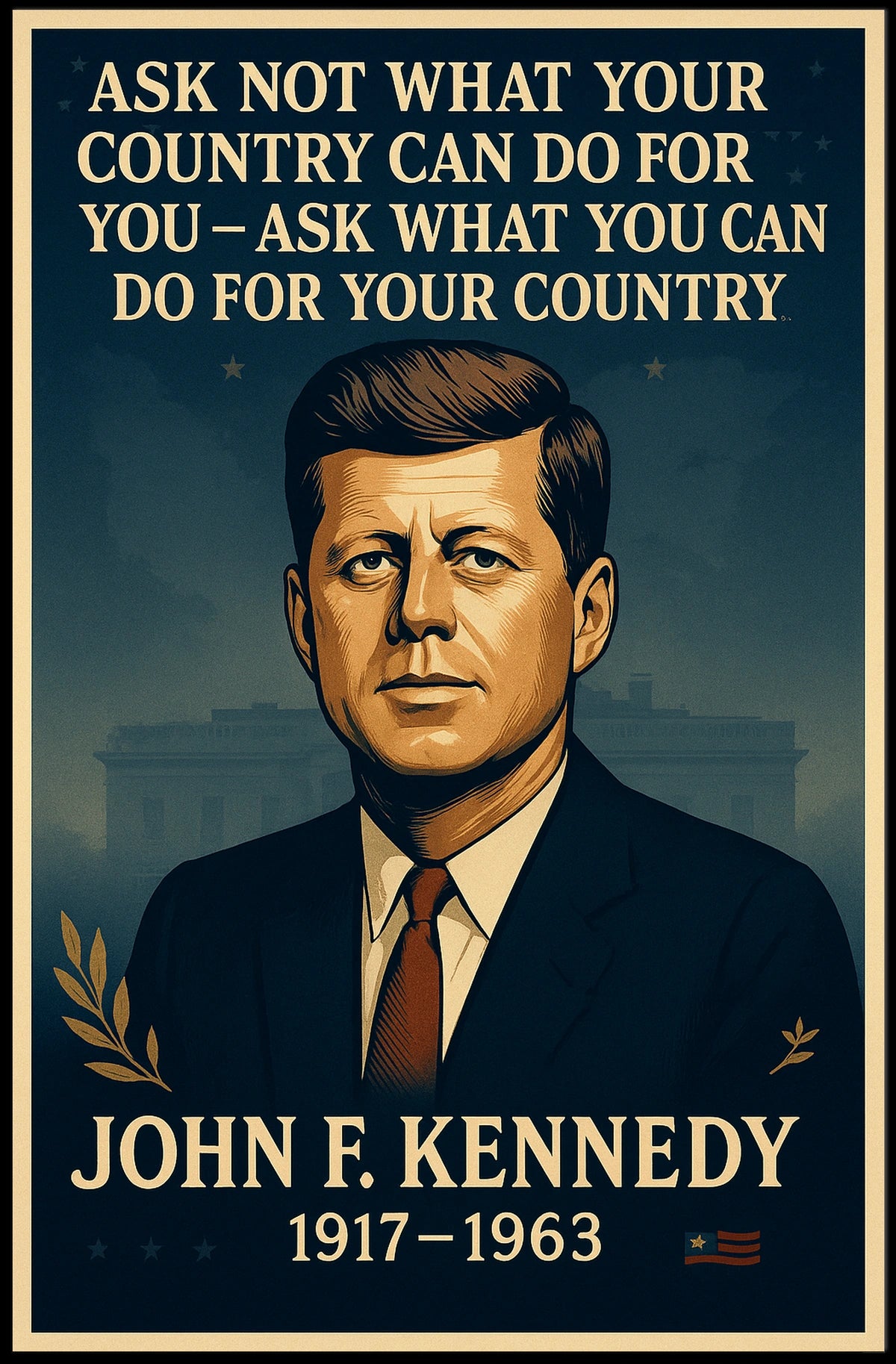 John F. Kennedy Inspirational Patriotic Quote Poster