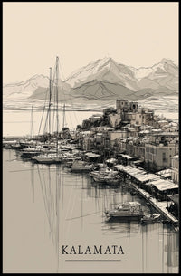 Kalamata Harbor Sketch Poster