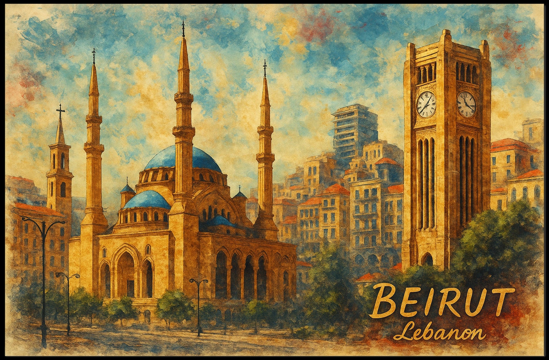 Beirut Landmarks Poster