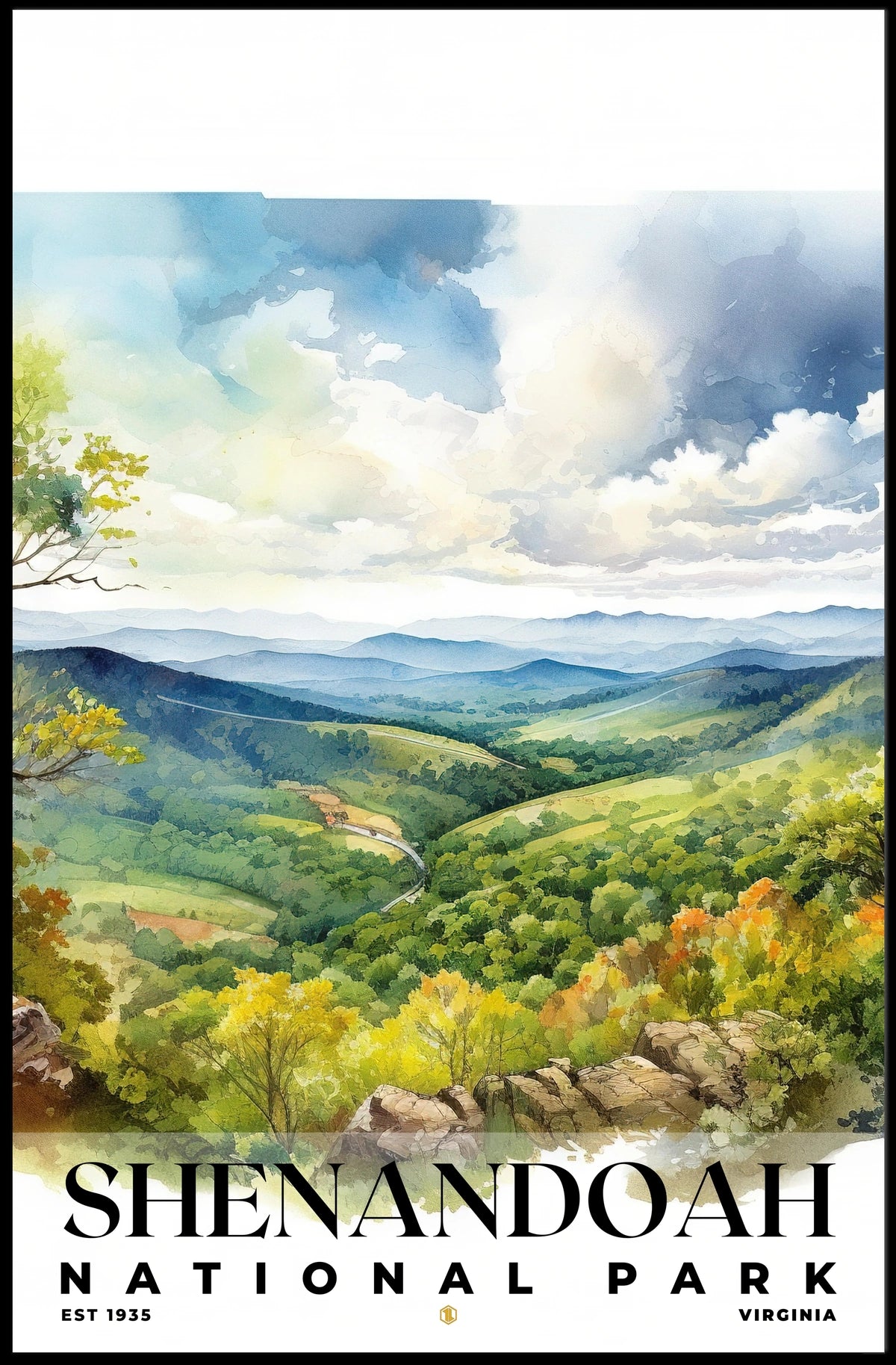 Shenandoah Watercolor Wall Art Poster