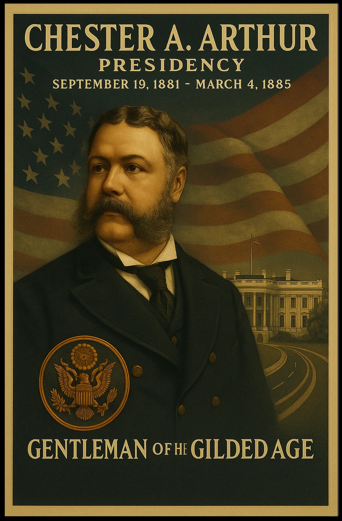 Chester A. Arthur Gilded Age Portrait Historical or Presidential Poster