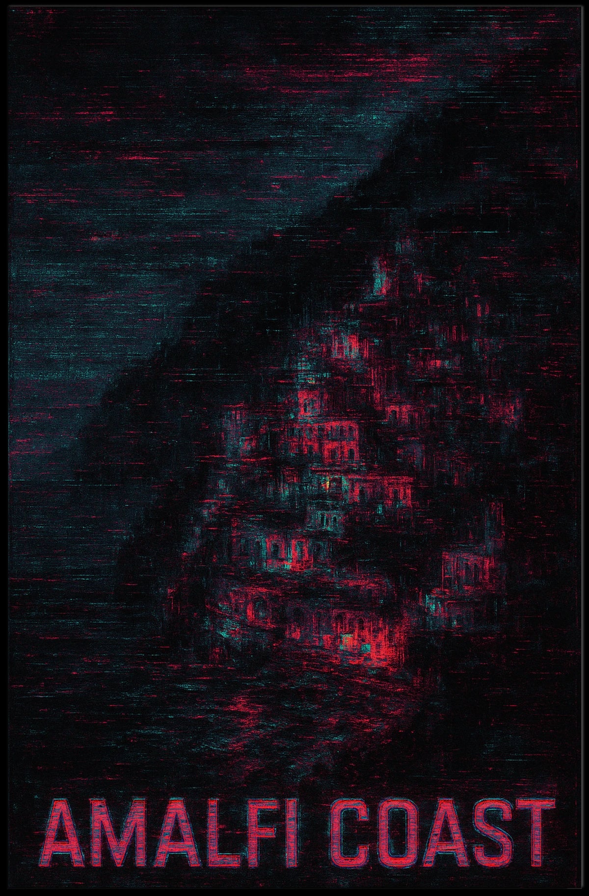 Amalfi Coast Abstract Nightscape Poster Wall Art Decor