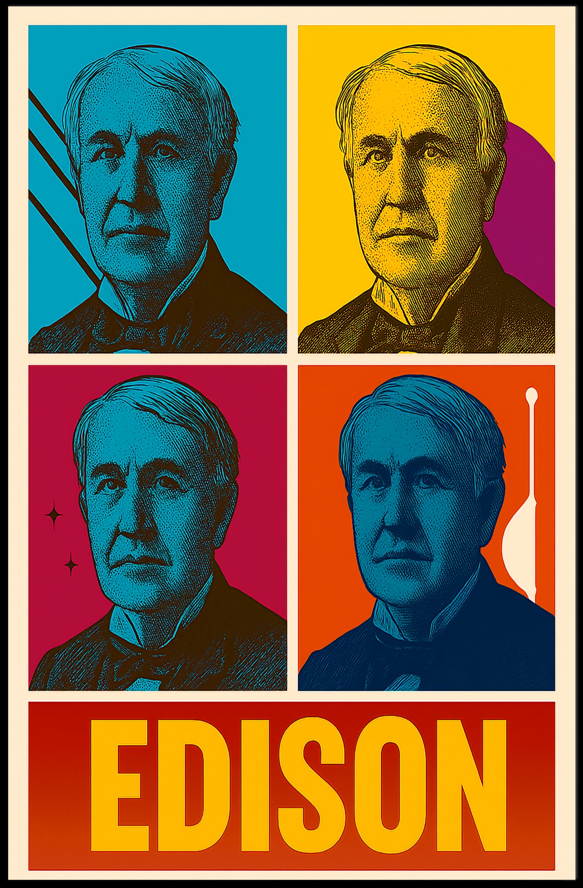 Edison Pop Art Portrait – Historical or Presidential Poster