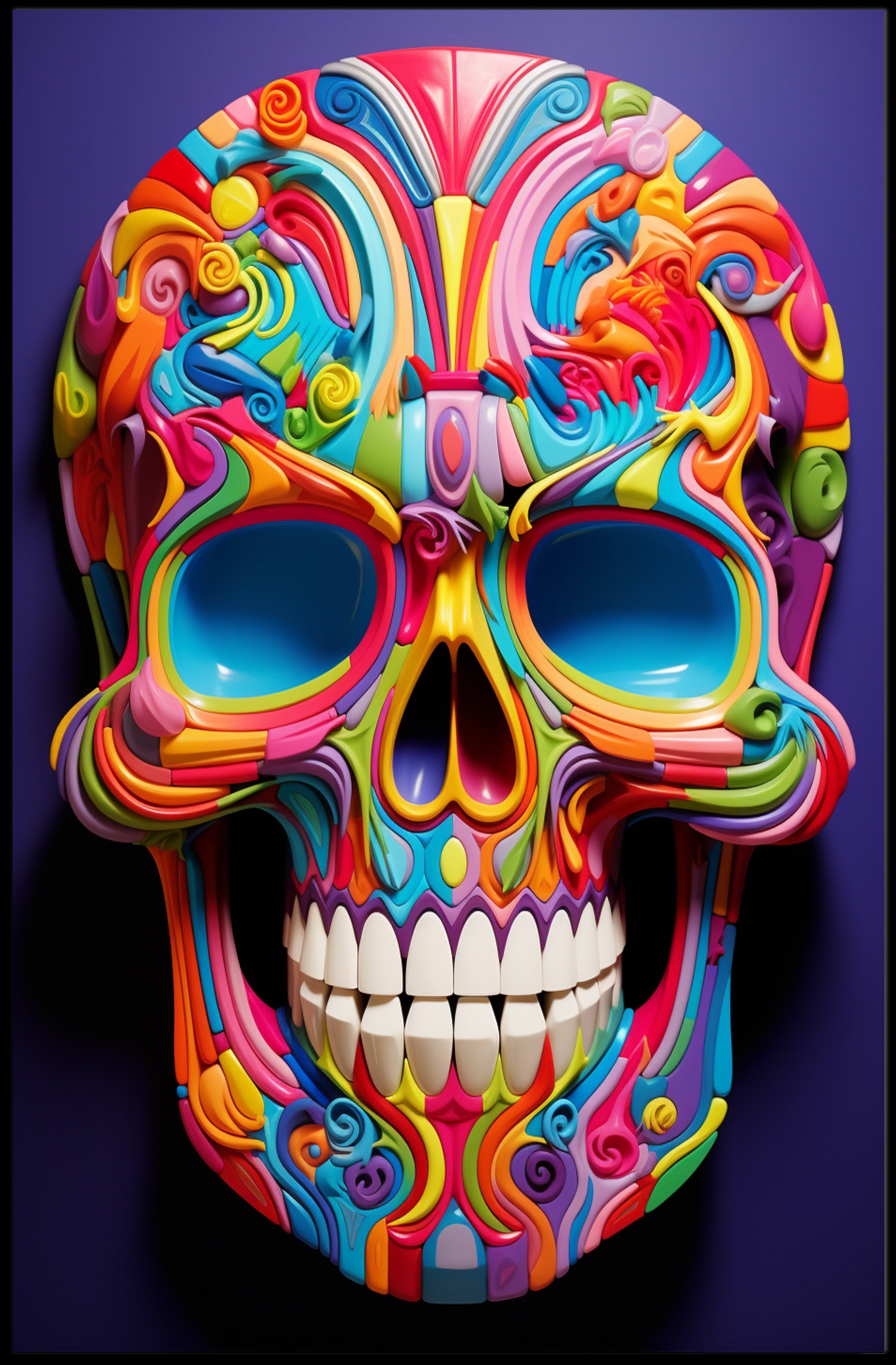 Vibrant Skull Art Poster PosterGoat