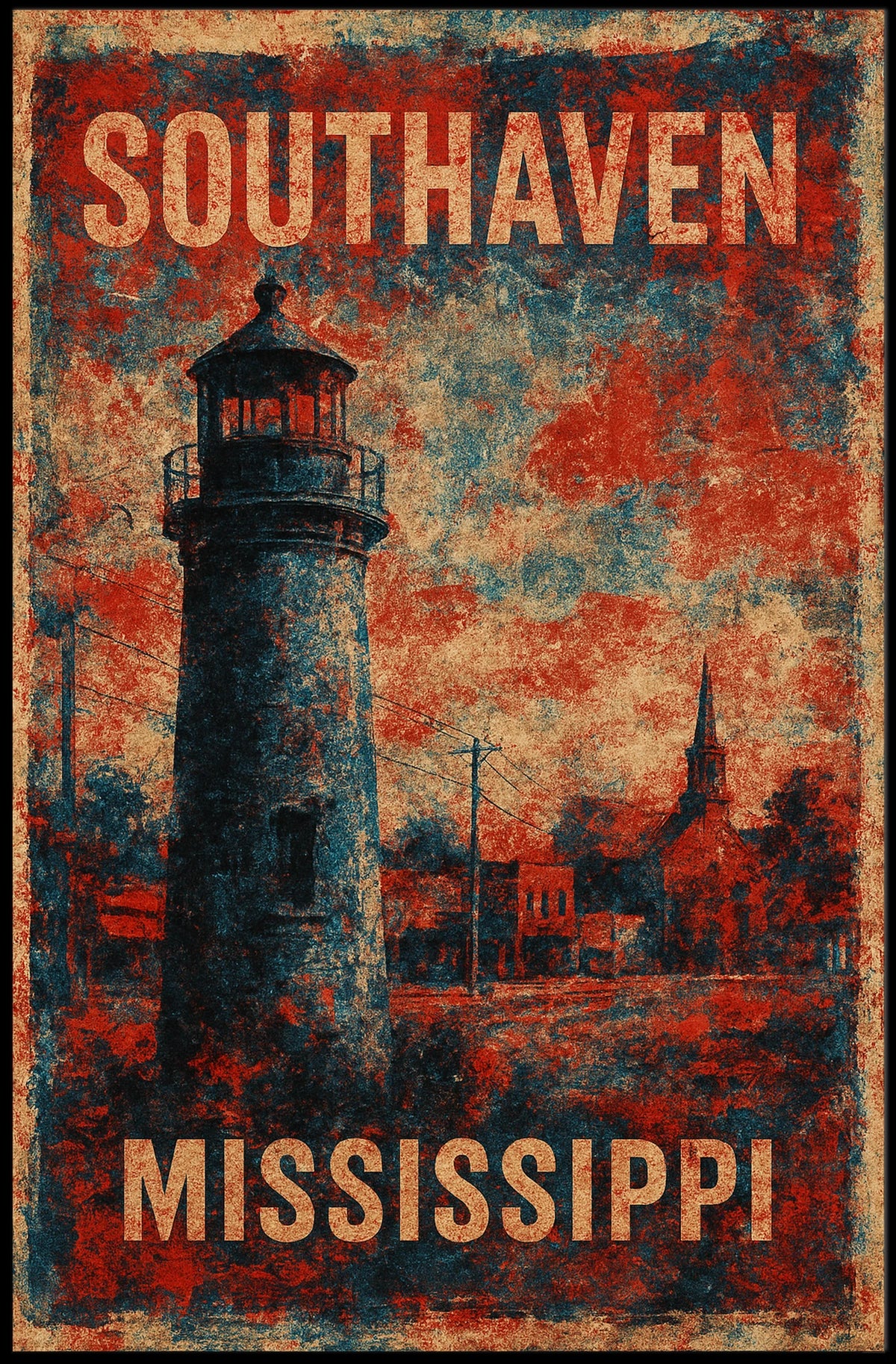 Southaven Americana Lighthouse Nostalgic Poster