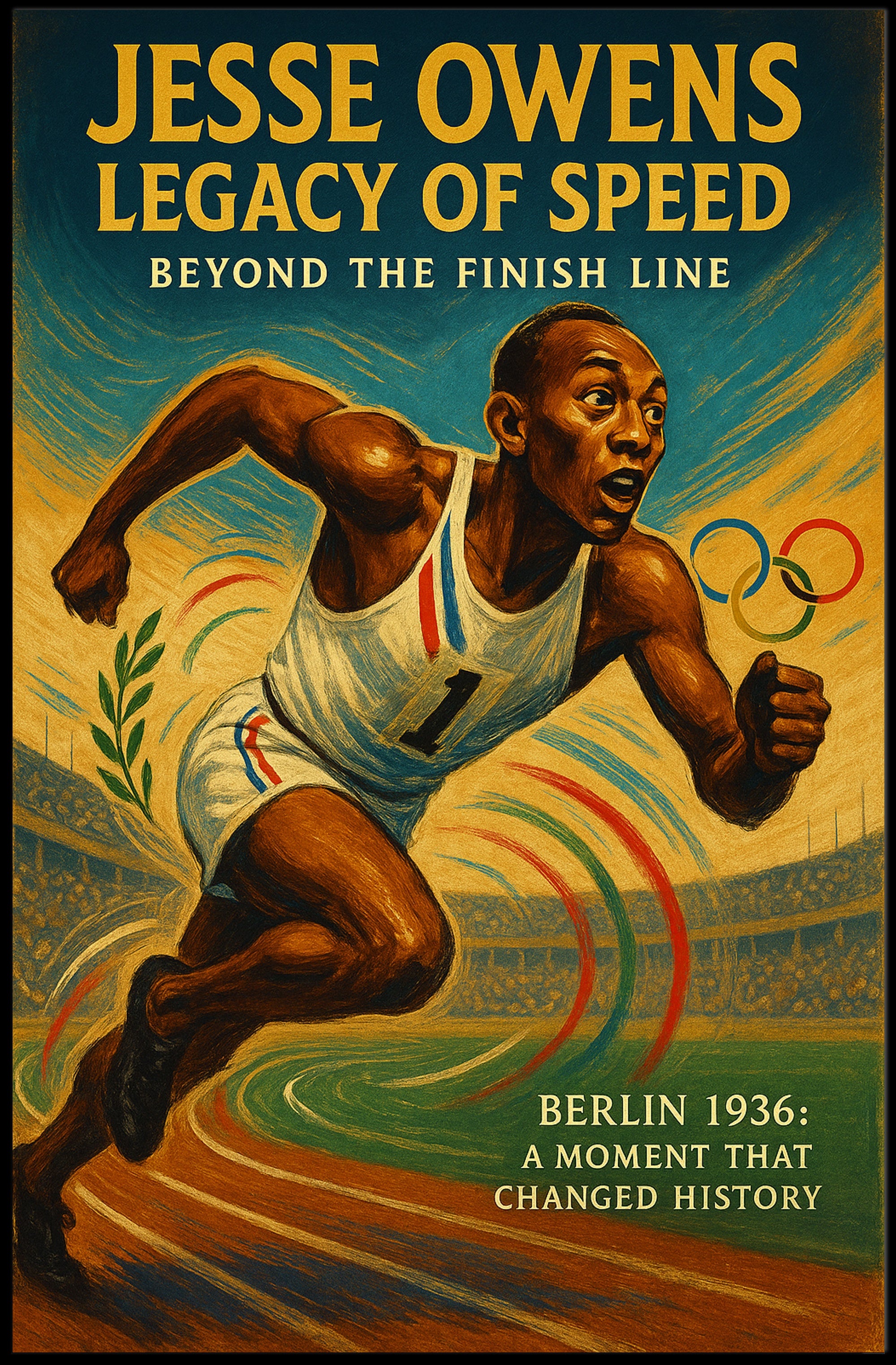 Vintage Olympic Sprinter Illustration Sports Poster