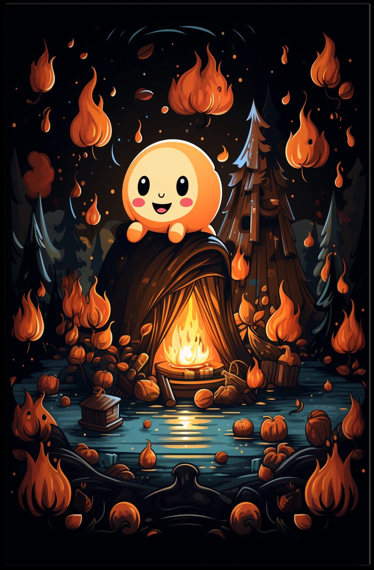 Enchanted Autumn Campfire Poster