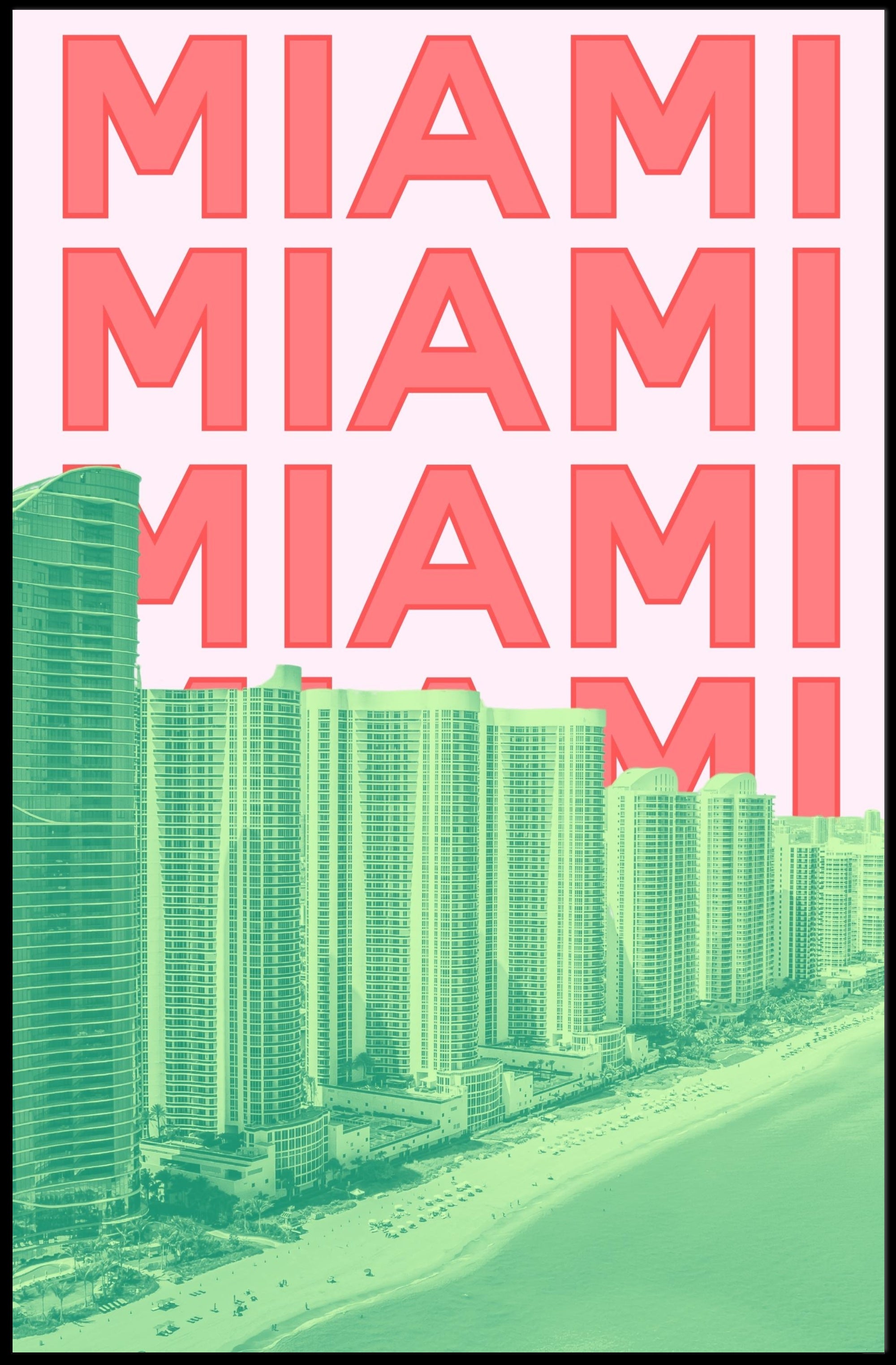 Miami Beachline with Vibrant Architecture Travel Poster