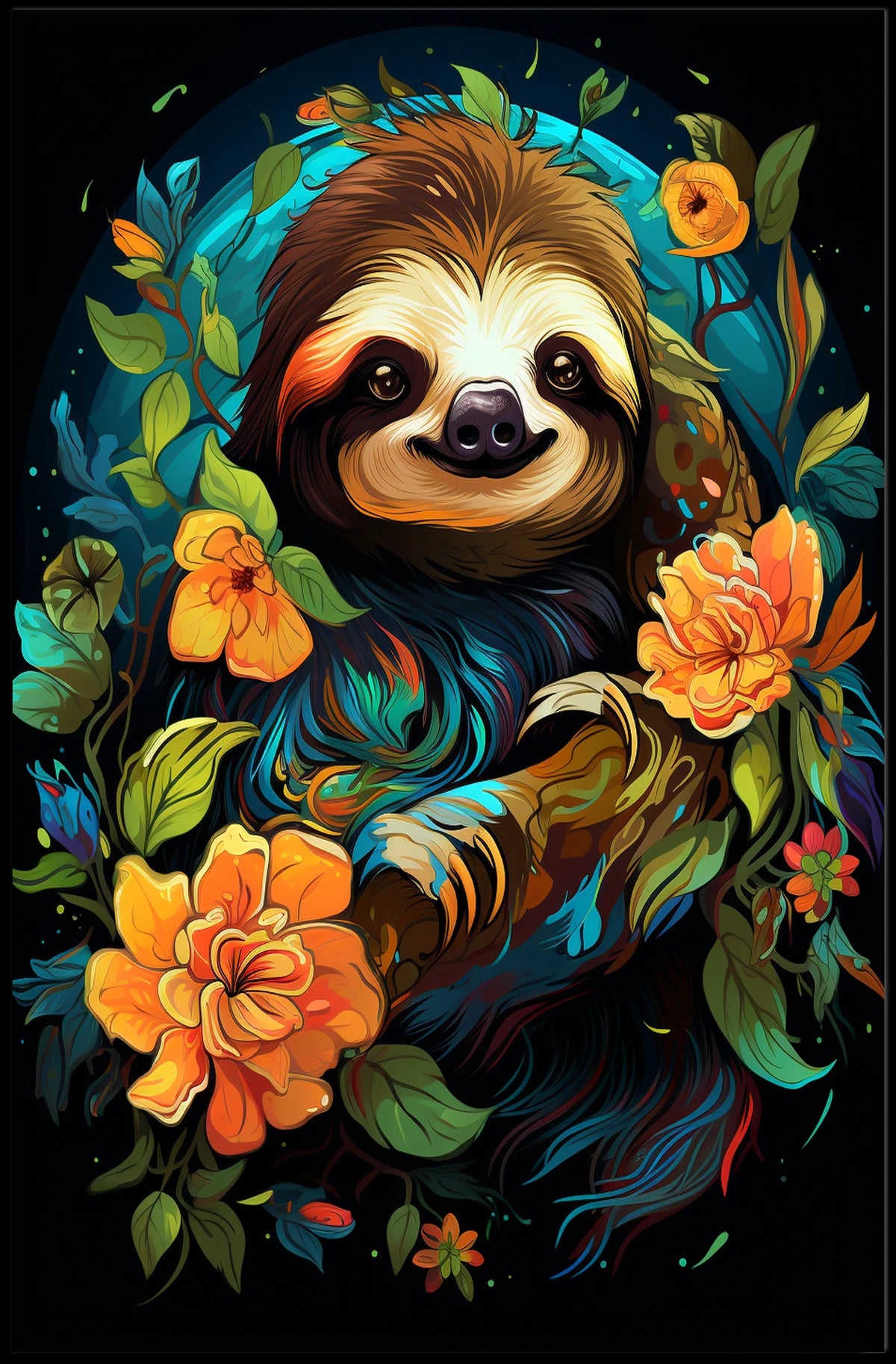 Enchanted Sloth In Bloom Poster