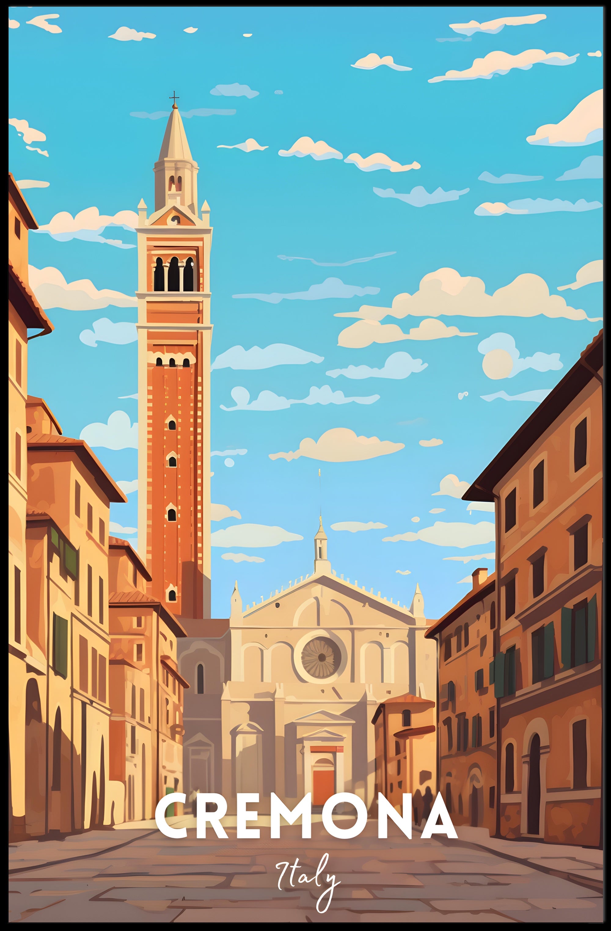 Cremona Cathedral Street Scene Poster