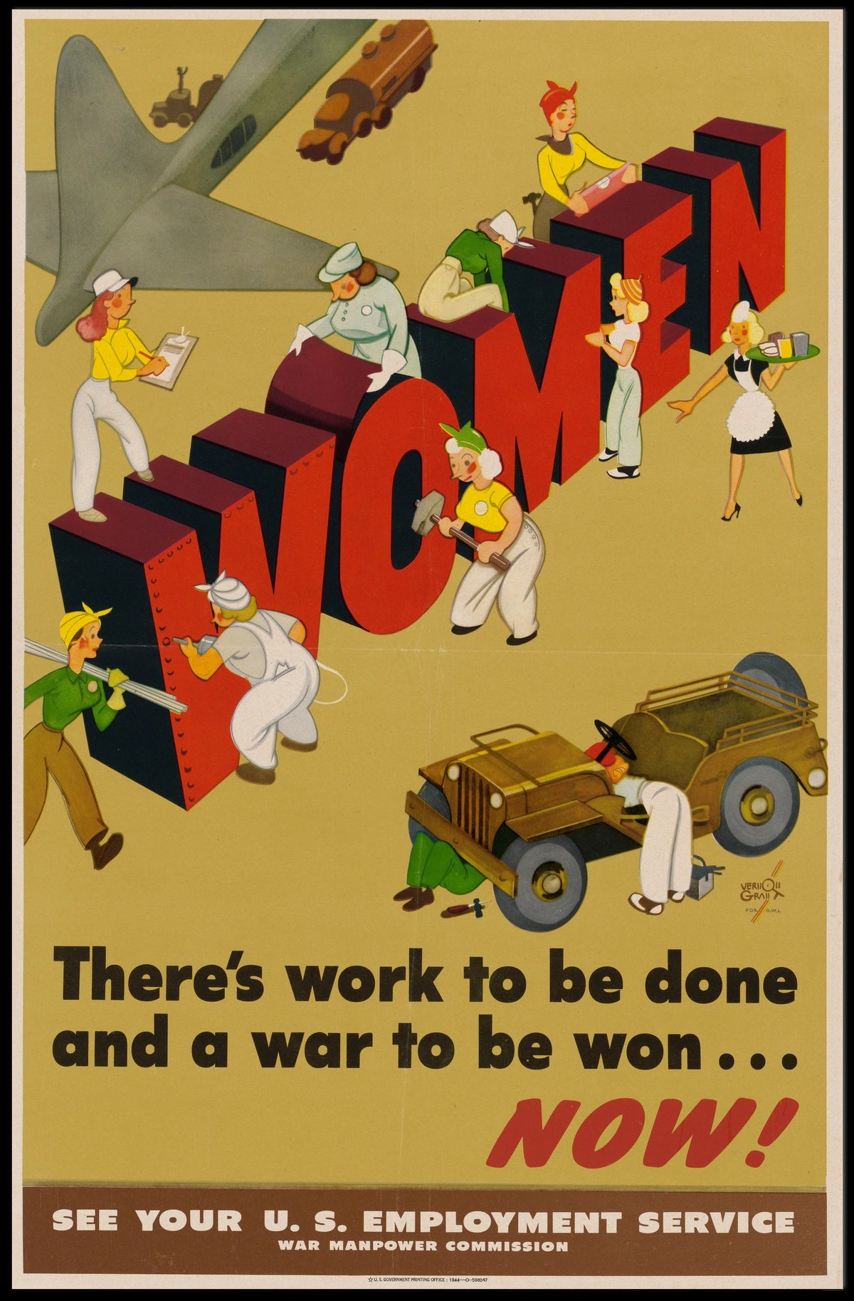 Women Empowerment WWII Patriotic Propaganda Poster
