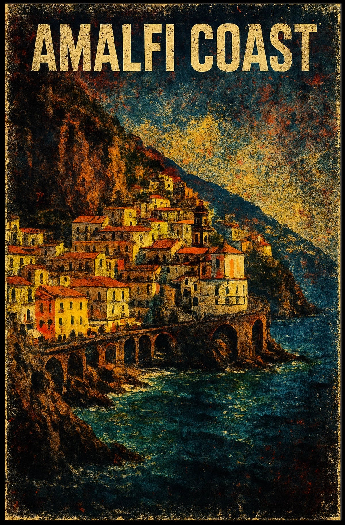 Amalfi Coast Poster Wall Art For Coastal Home Decor