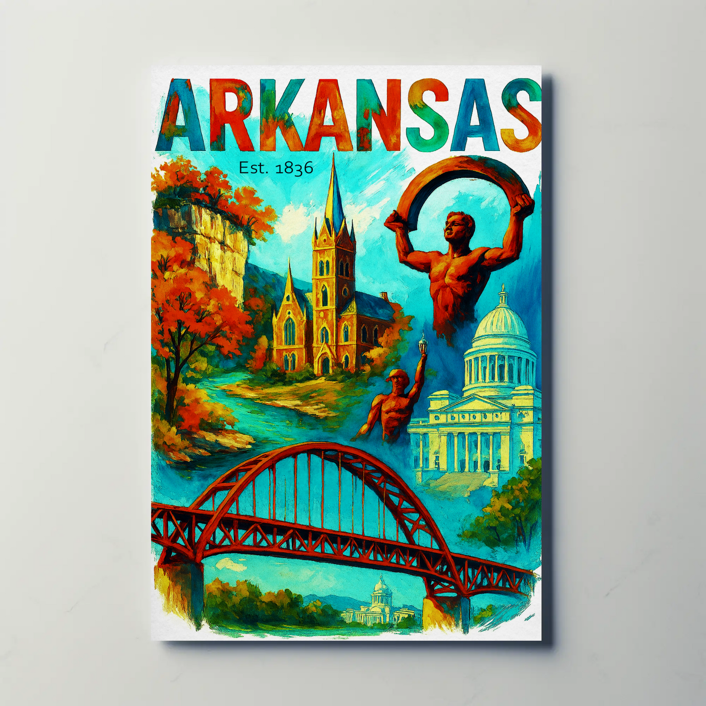 Arkansas Wall Art Vintage Travel Poster