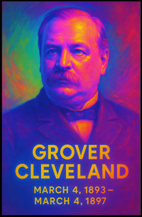 Grover Cleveland 24th President of the United States Neon Gradient Overlay Poster
