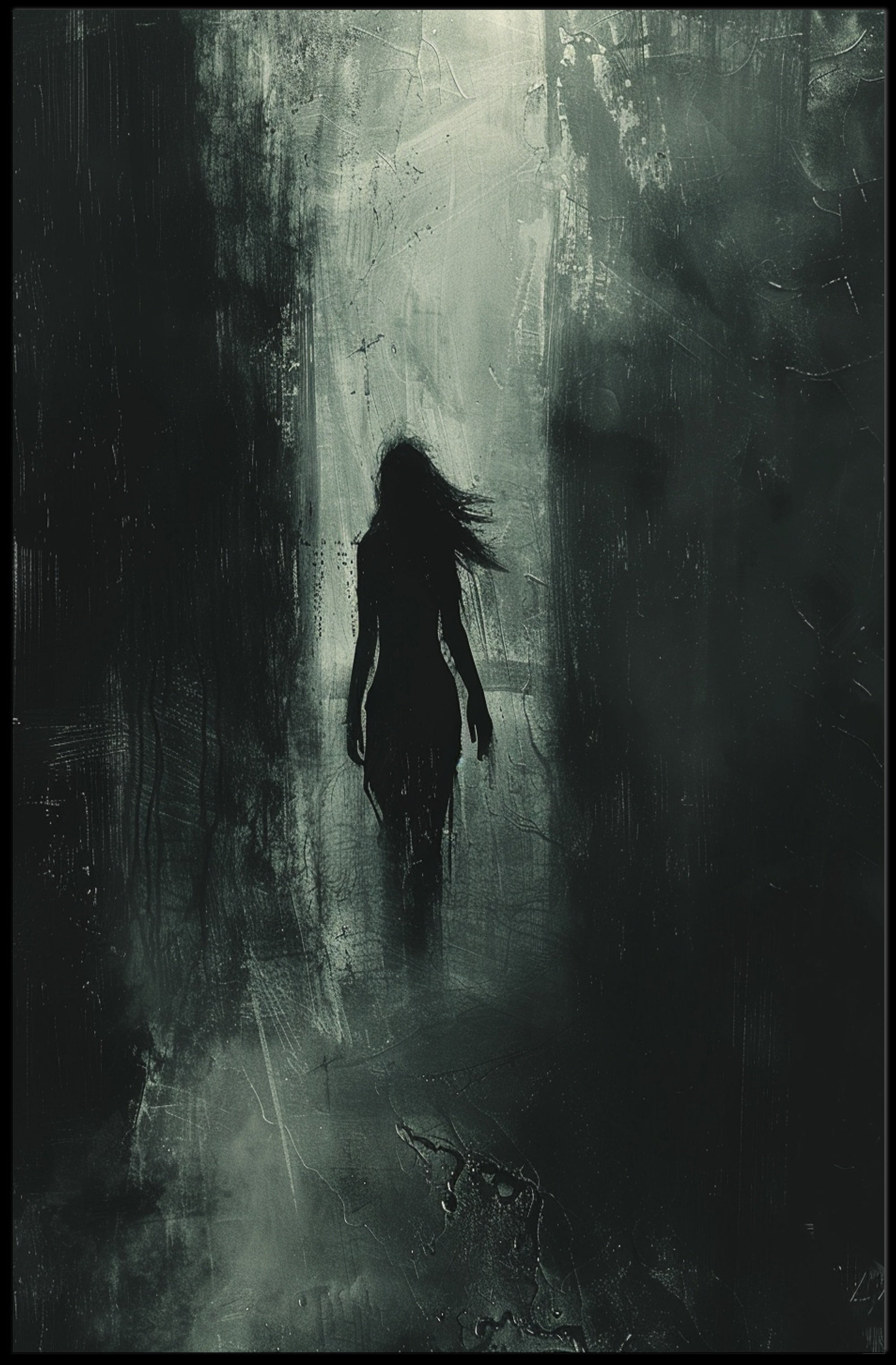 Dark Silhouette: Enigmatic Urban Art Poster PosterGoat