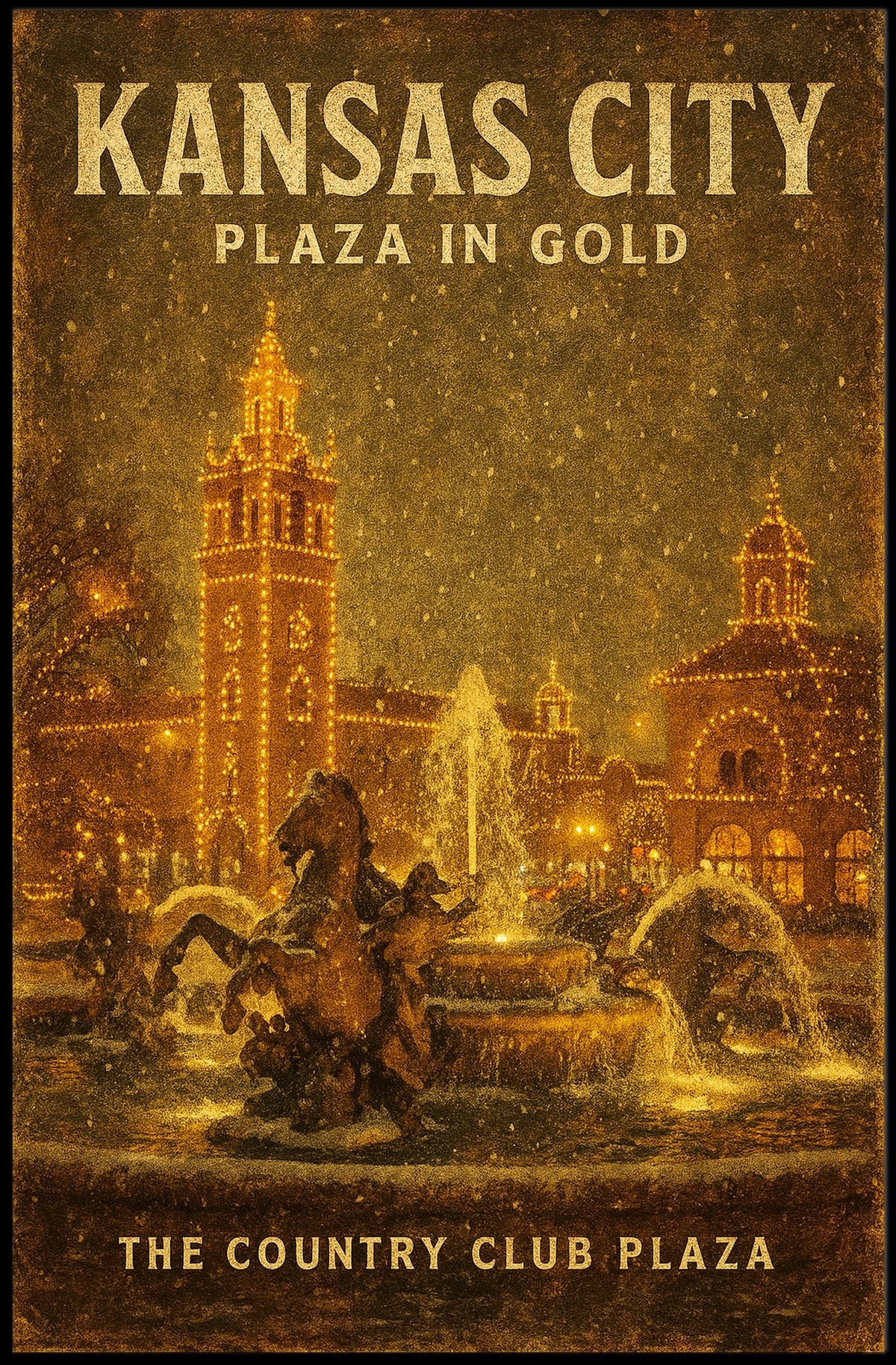 Kansas City Plaza In Gold Poster