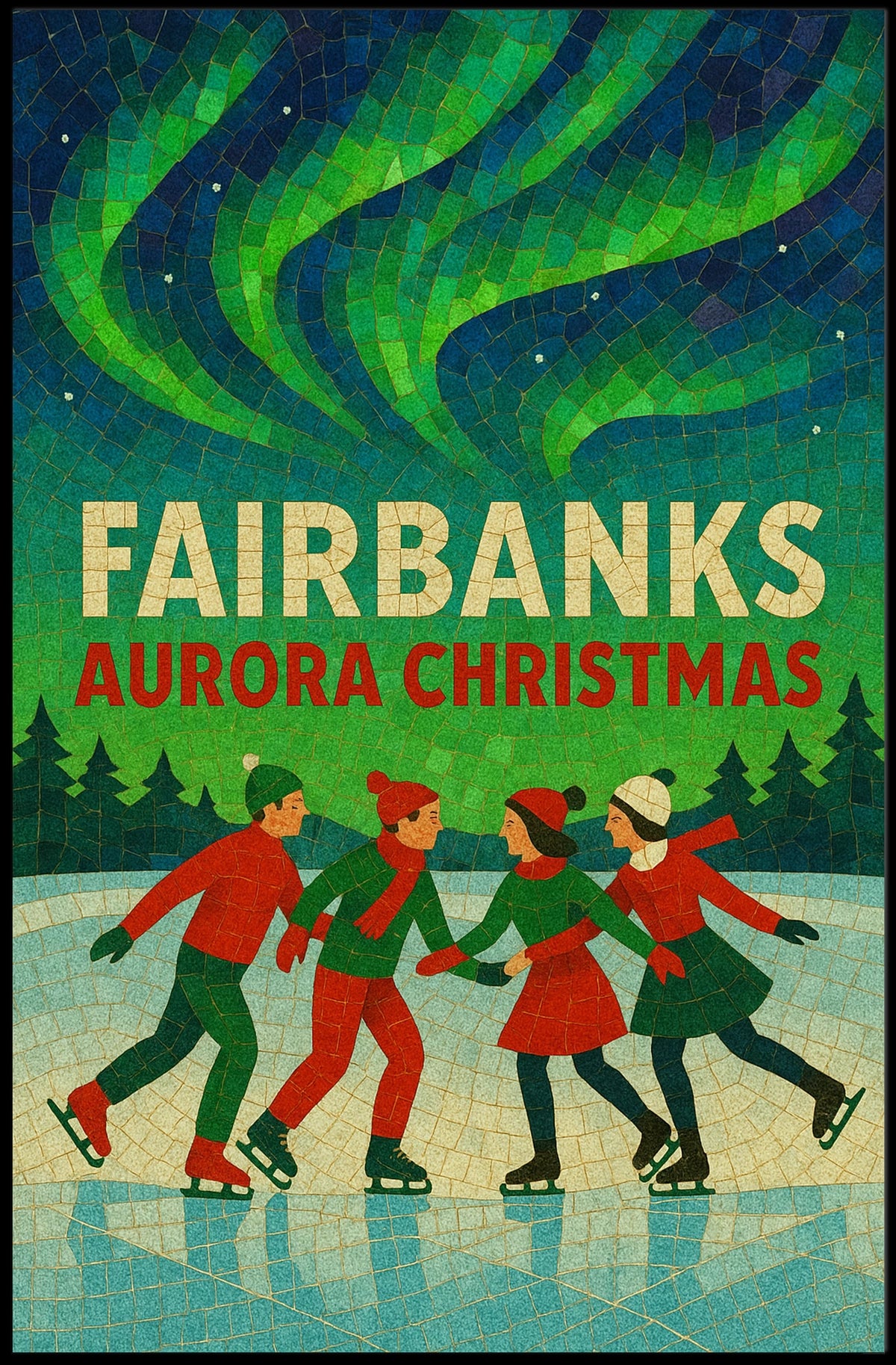 Fairbanks Aurora Christmas Poster