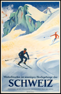 Swiss Alps Vintage Ski Adventure Travel Poster PosterGoat