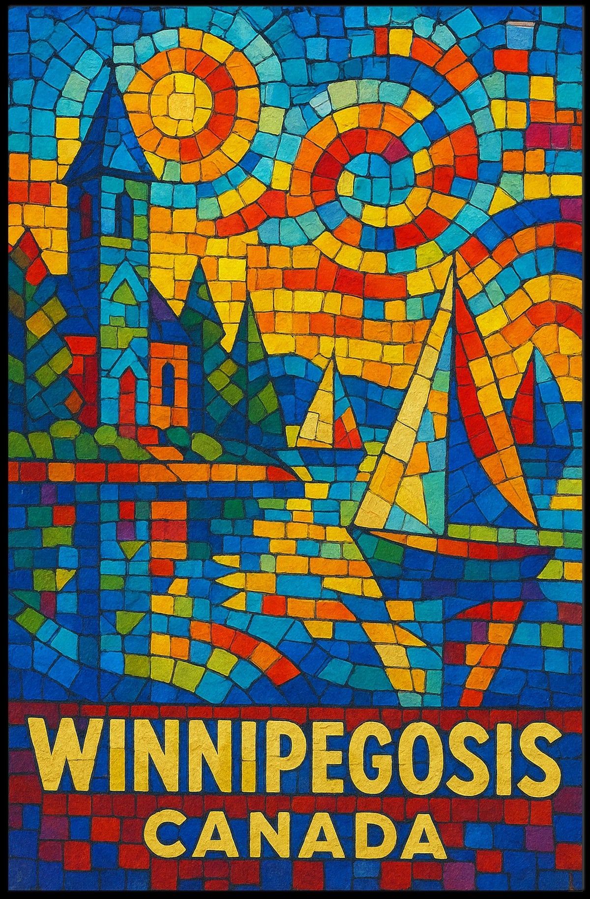 Winnipegosis, Canada Vibrant Mosaic Poster