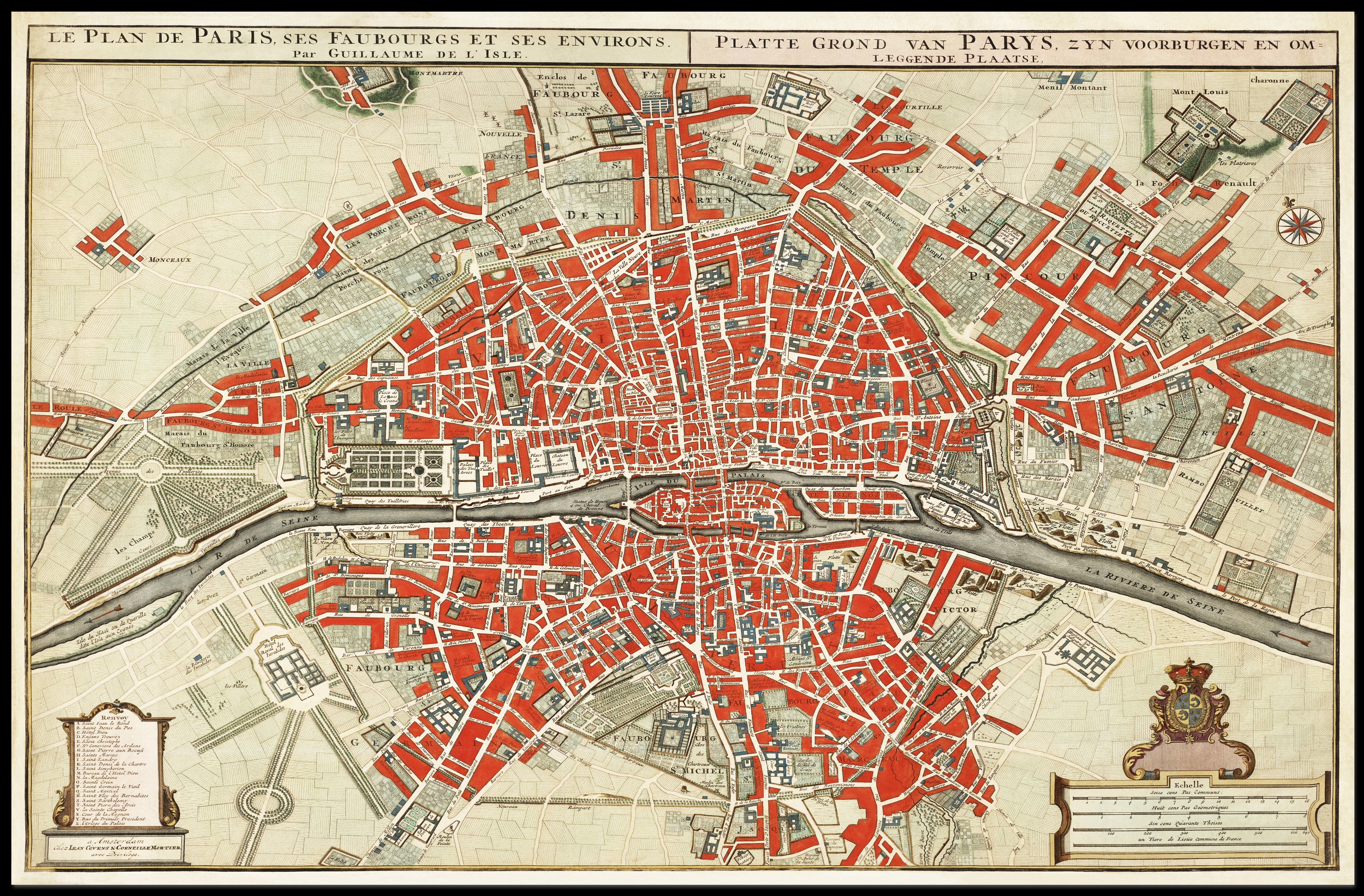 Vintage Map of Paris Wall Mural. Plattegrond van Parijs (ca. 1721–1774)