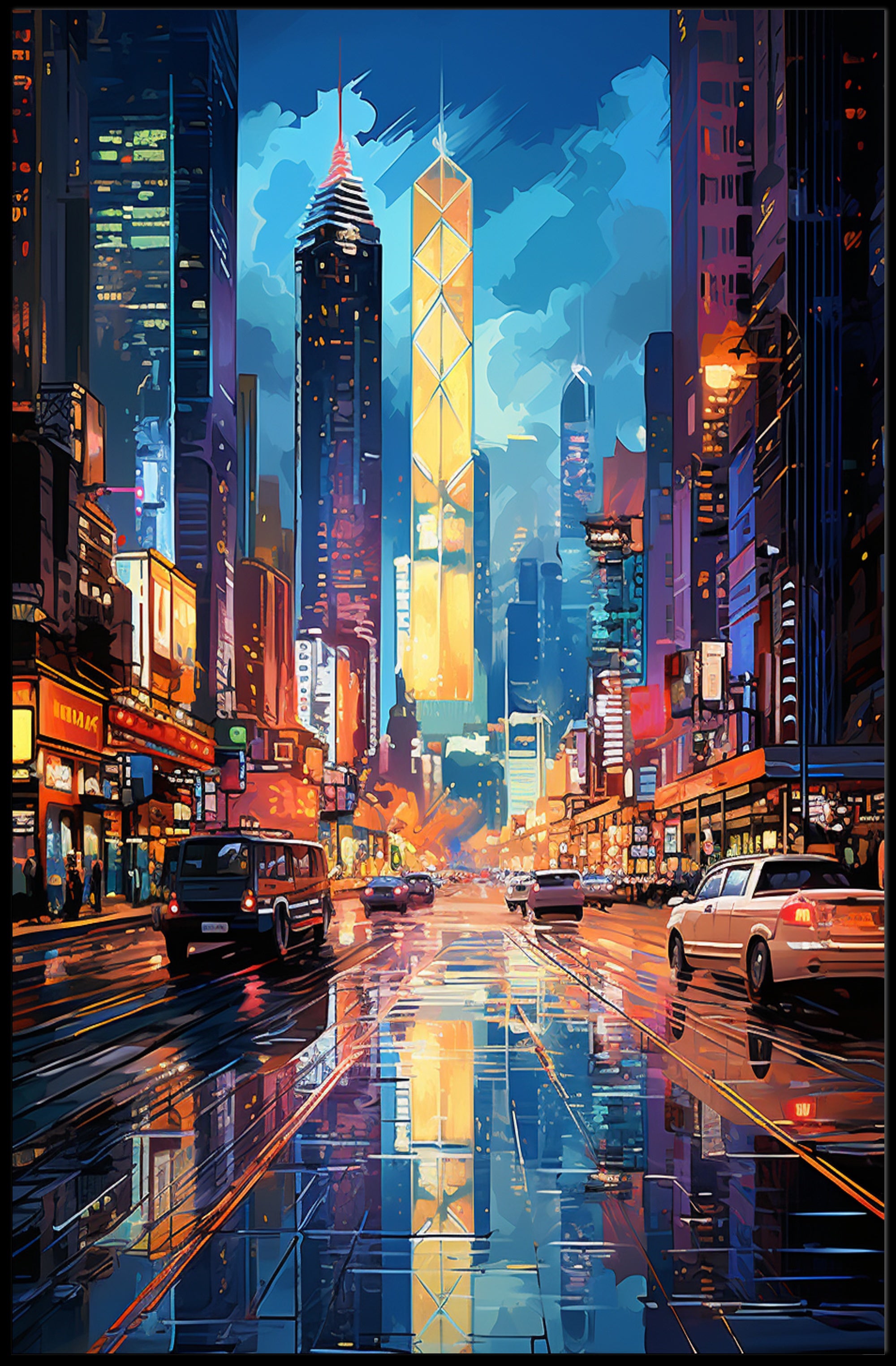 Neon Cityscape Poster