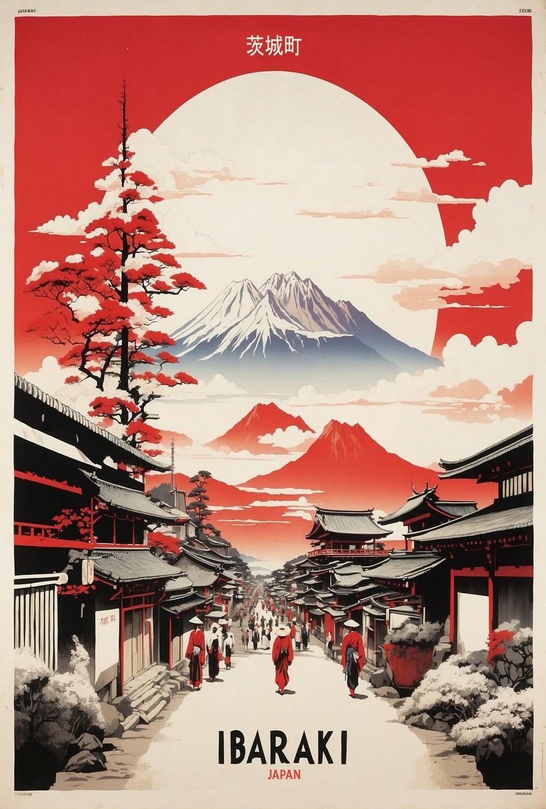 Traditional Japanese Street Scene Travel Poster