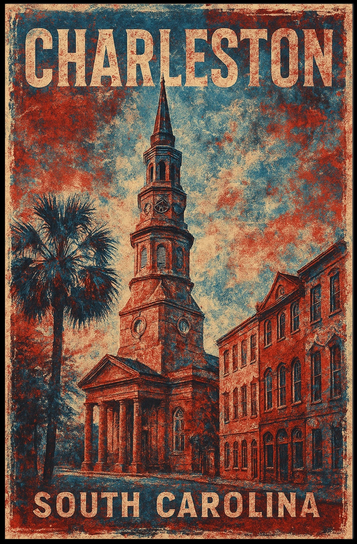 Charleston Cityscape Watercolor Wanderlust Poster