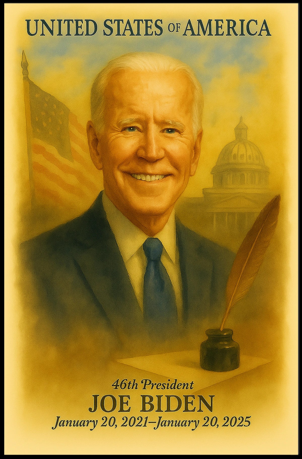 Joe Biden 46th President of the United States Vintage Watercolor Poster