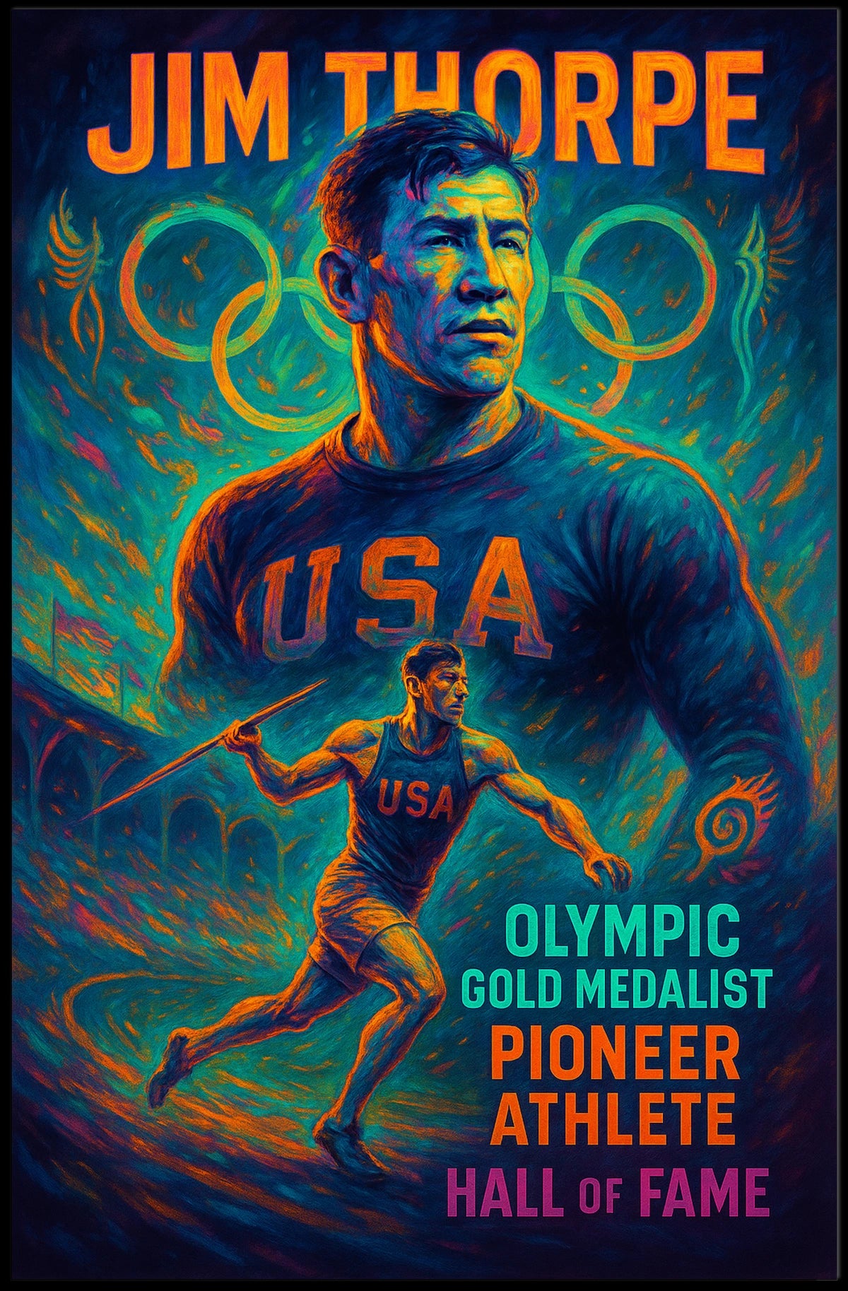 Jim Thorpe Pioneer Athlete Poster 18x24 Wall Art Decor