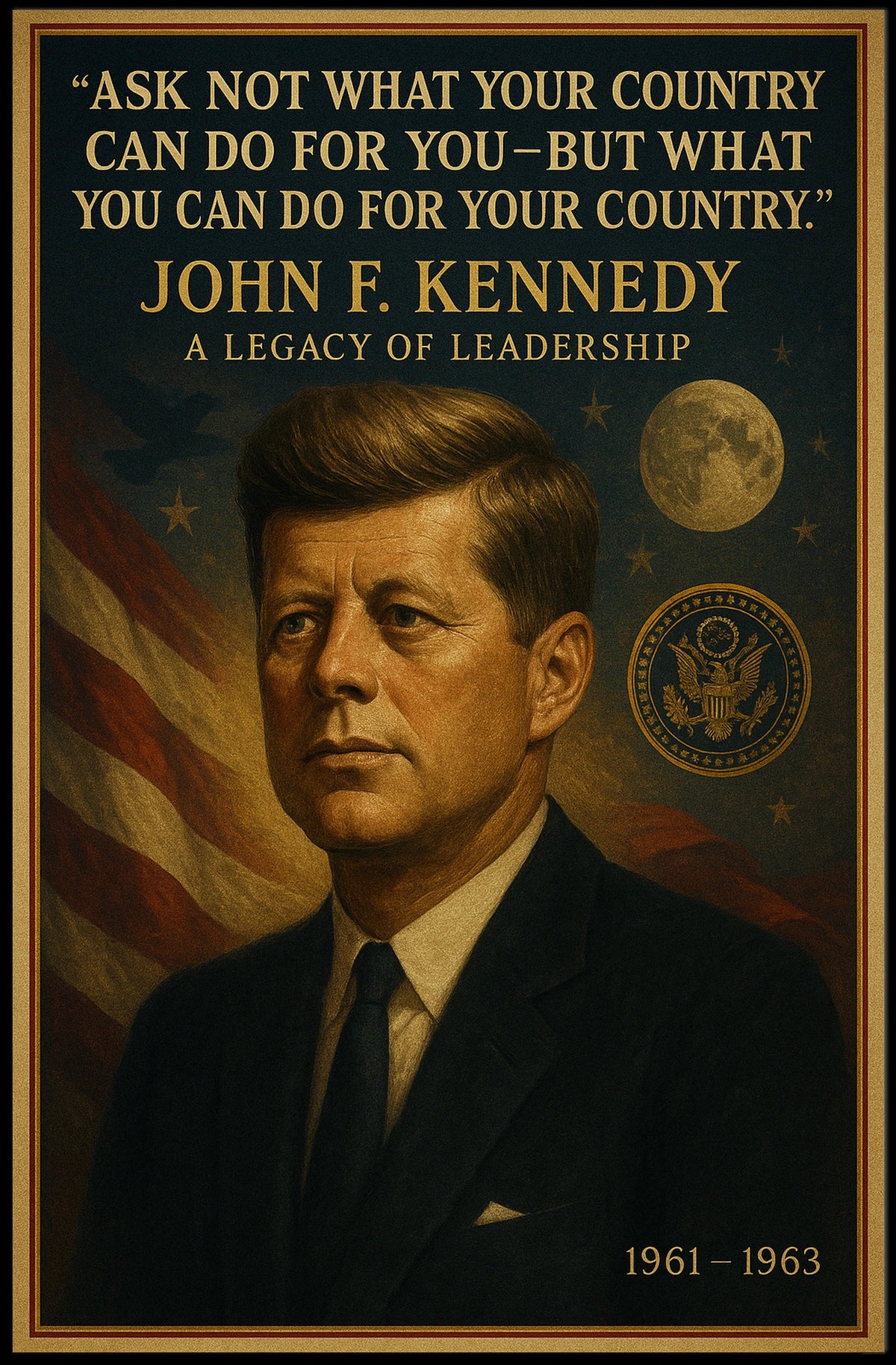 Patriotic Vintage Poster of American Historical Leader