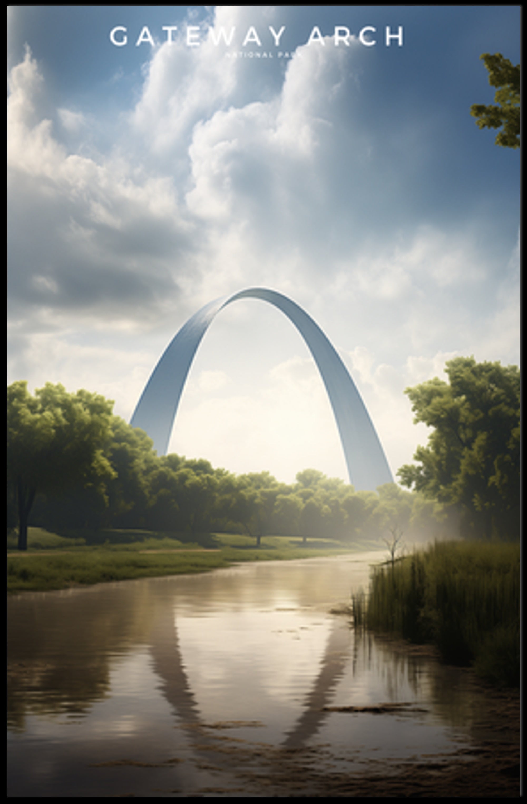 Gateway Arch Scenic Travel Poster Landscape Print
