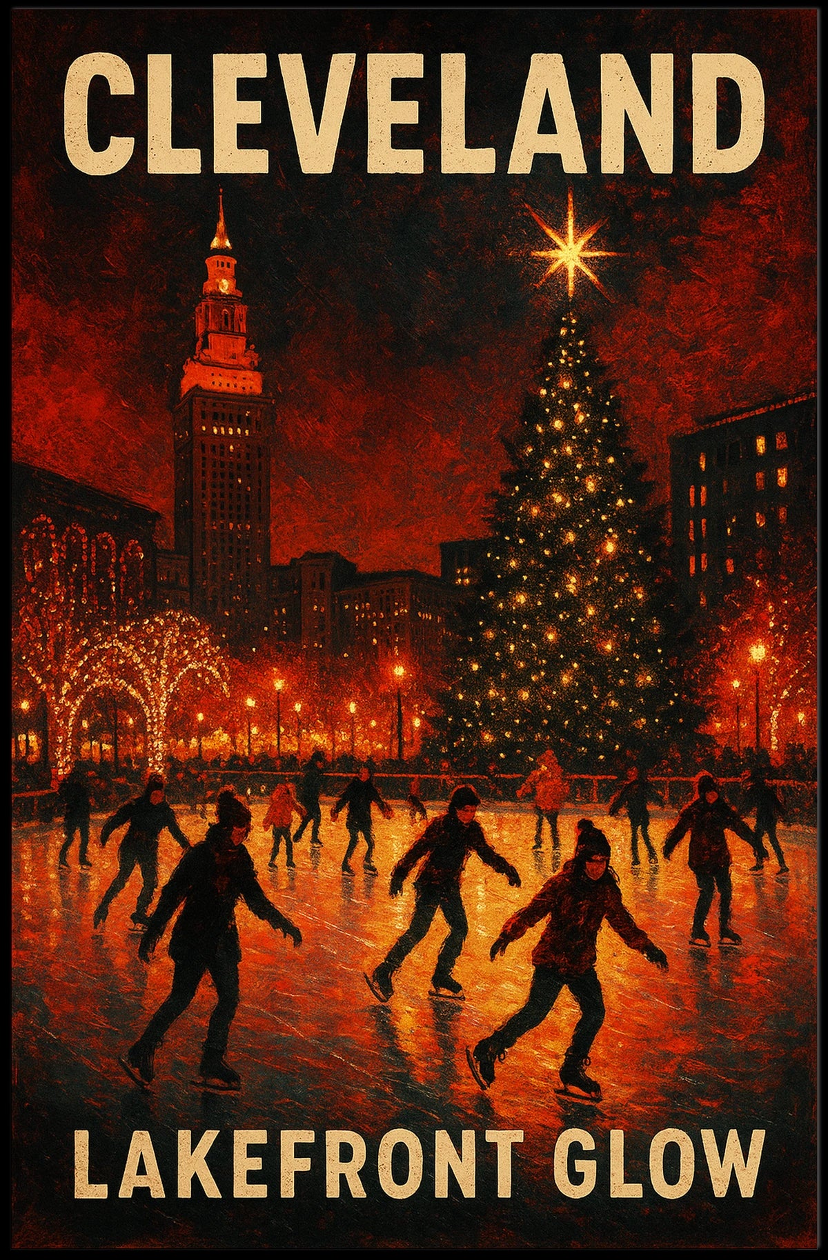 Cleveland Lakefront Glow Poster