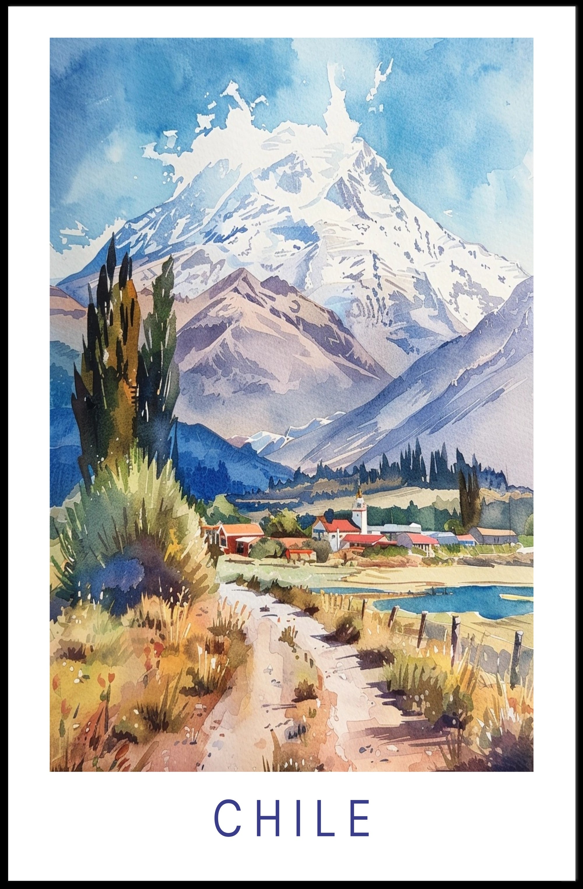 Majestic Andes Mountain Landscape Travel Poster PosterGoat