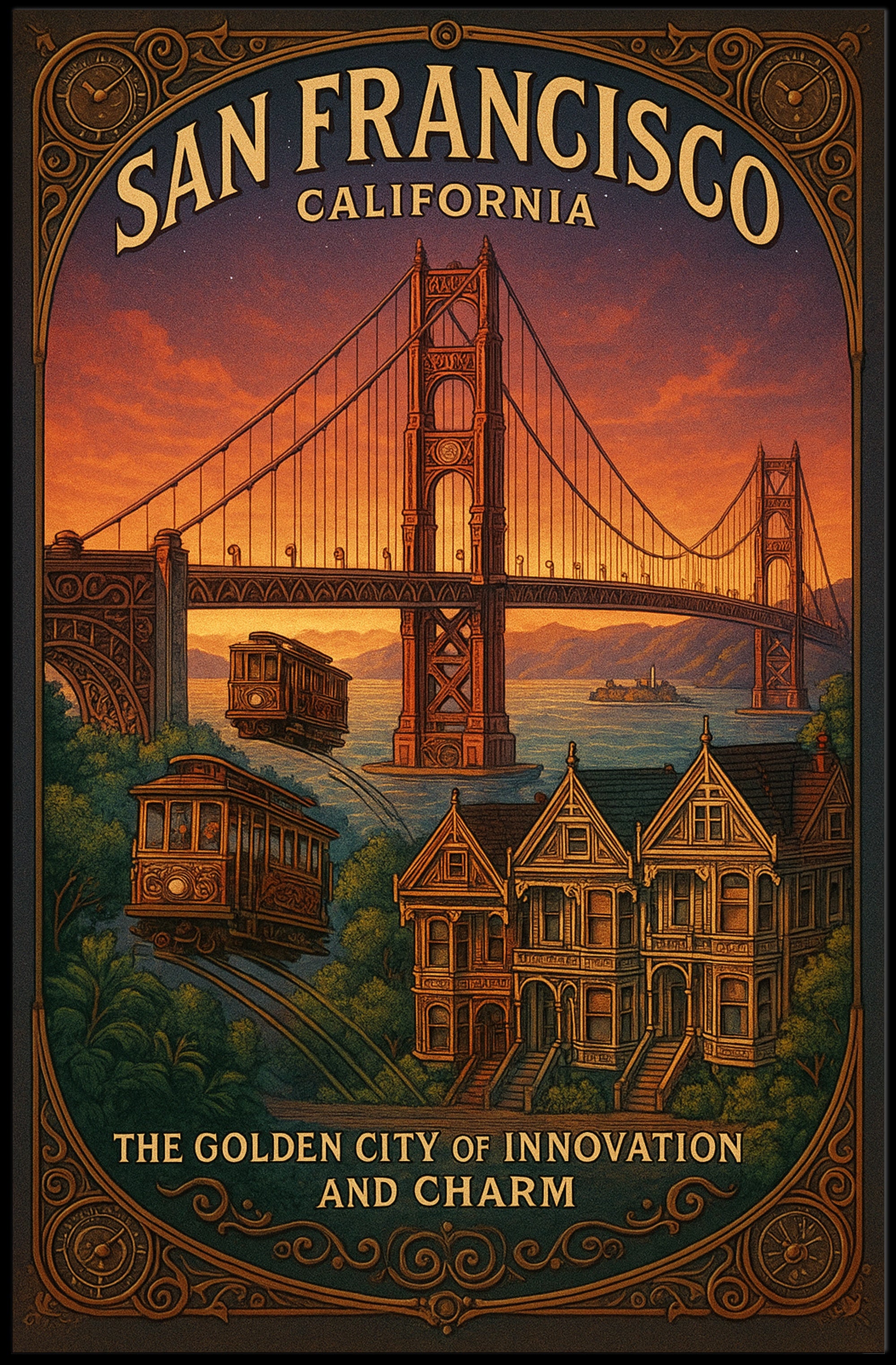 San Francisco Travel Poster Vintage City Wall Art