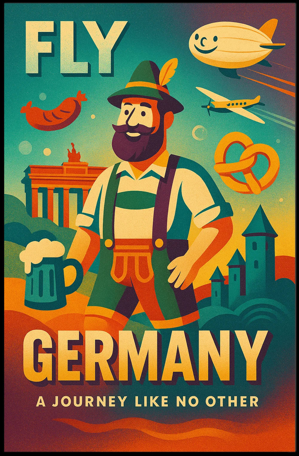 Germany Travel Adventure Retro-Modern Illustrated Travel Poster PosterGoat