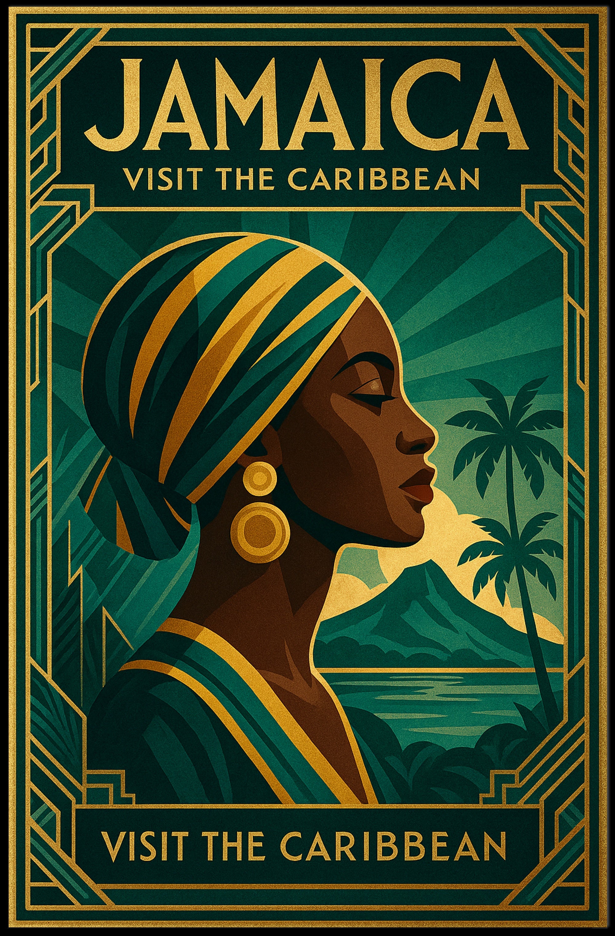 Jamaican Vacation Vintage Art Deco Poster PosterGoat
