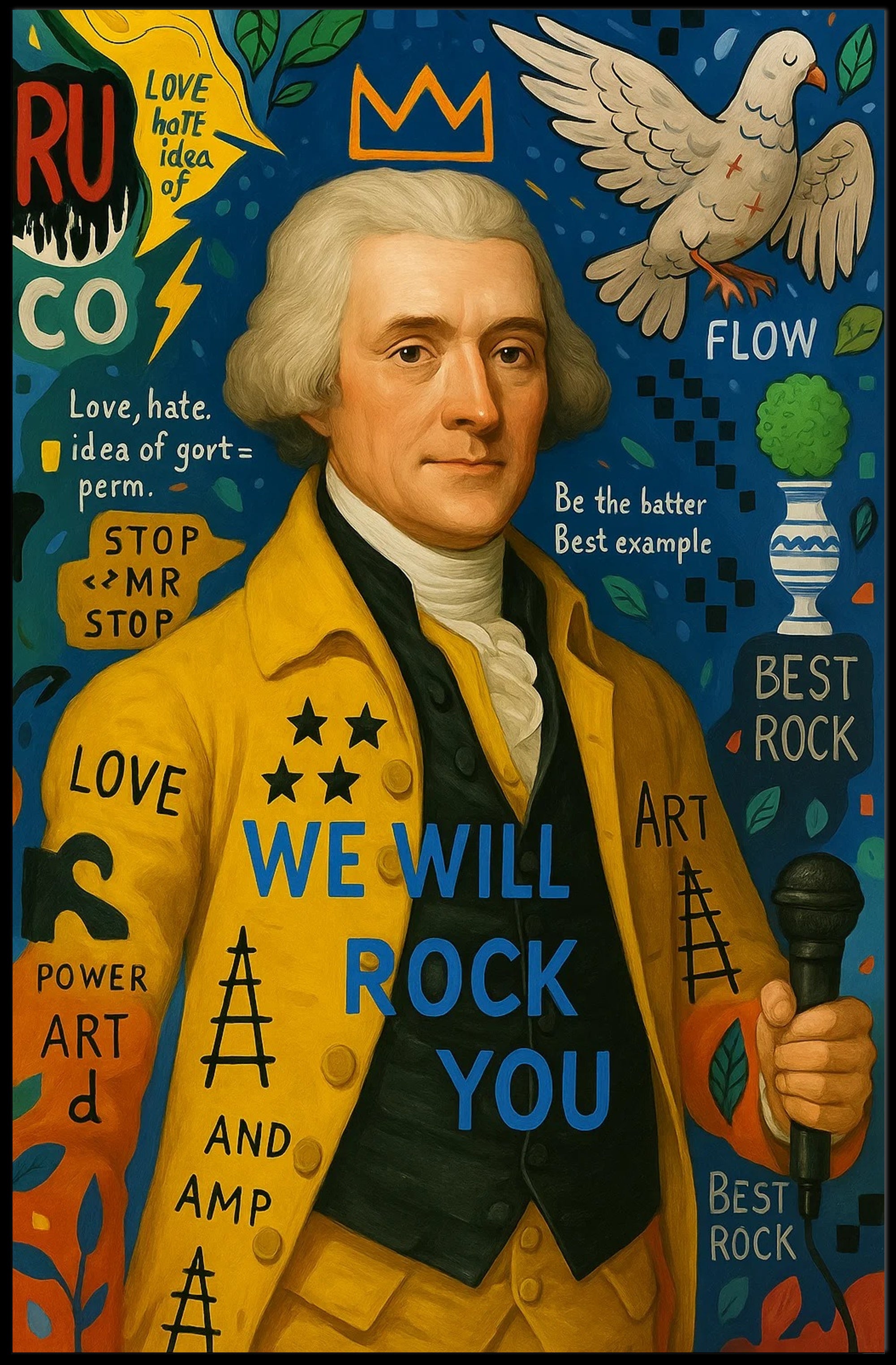 Historical Music Pop Art Poster with Modern Eclectic Vibes